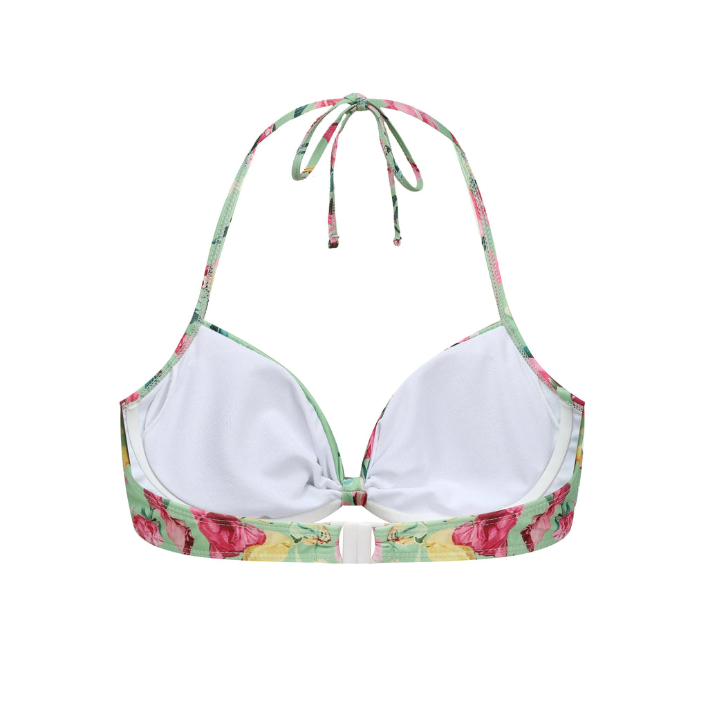 Mint Green & Pink Florals One-Piece Swimsuit&Bikini&Skirt