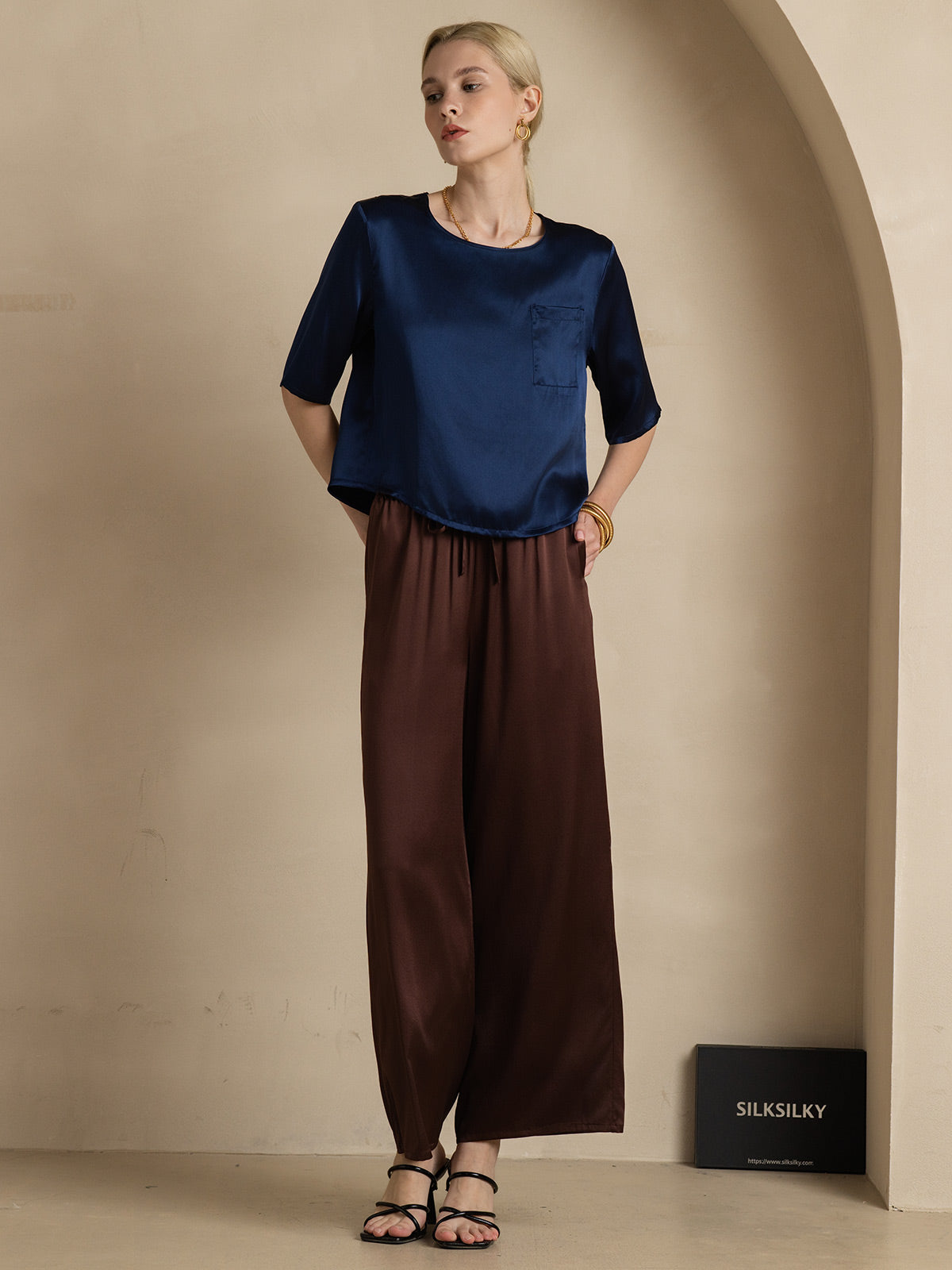 Pure Silk Casual Half Sleeve Women's Blouse T-Shirt