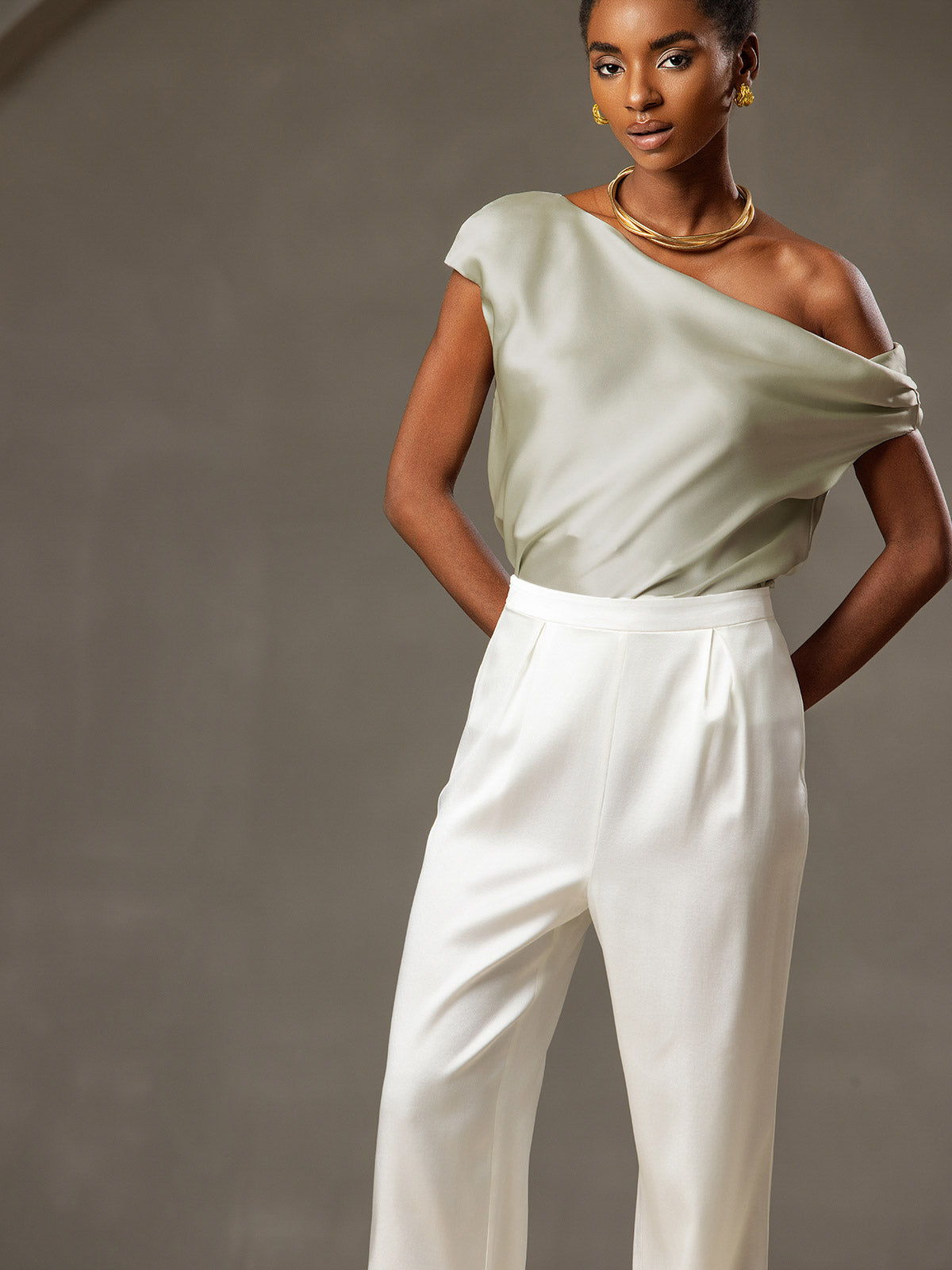 19Momme Silk Chic One-Shoulder Blouse