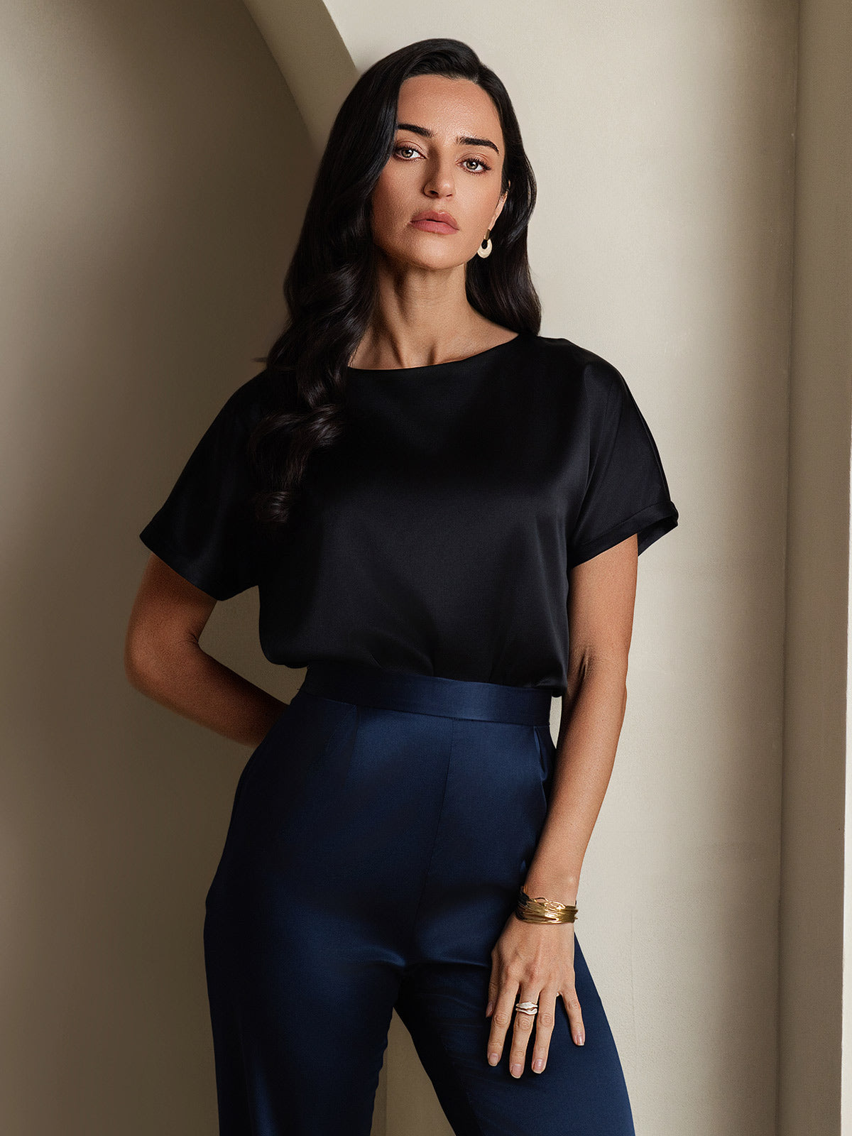 19Momme Silk Casual Short Sleeve T-Shirt