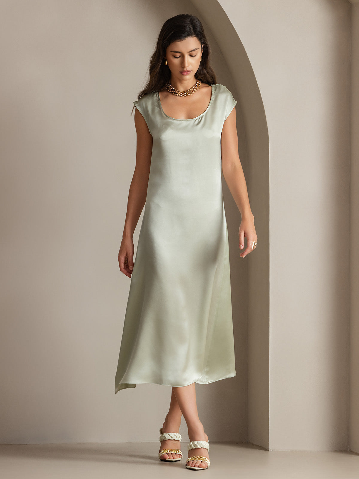 19Momme Silk U-neck Sleeveless Dress