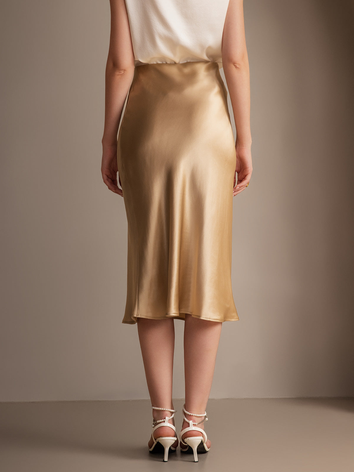 19Momme Mulberry Silk Stretch Long Straight Skirt