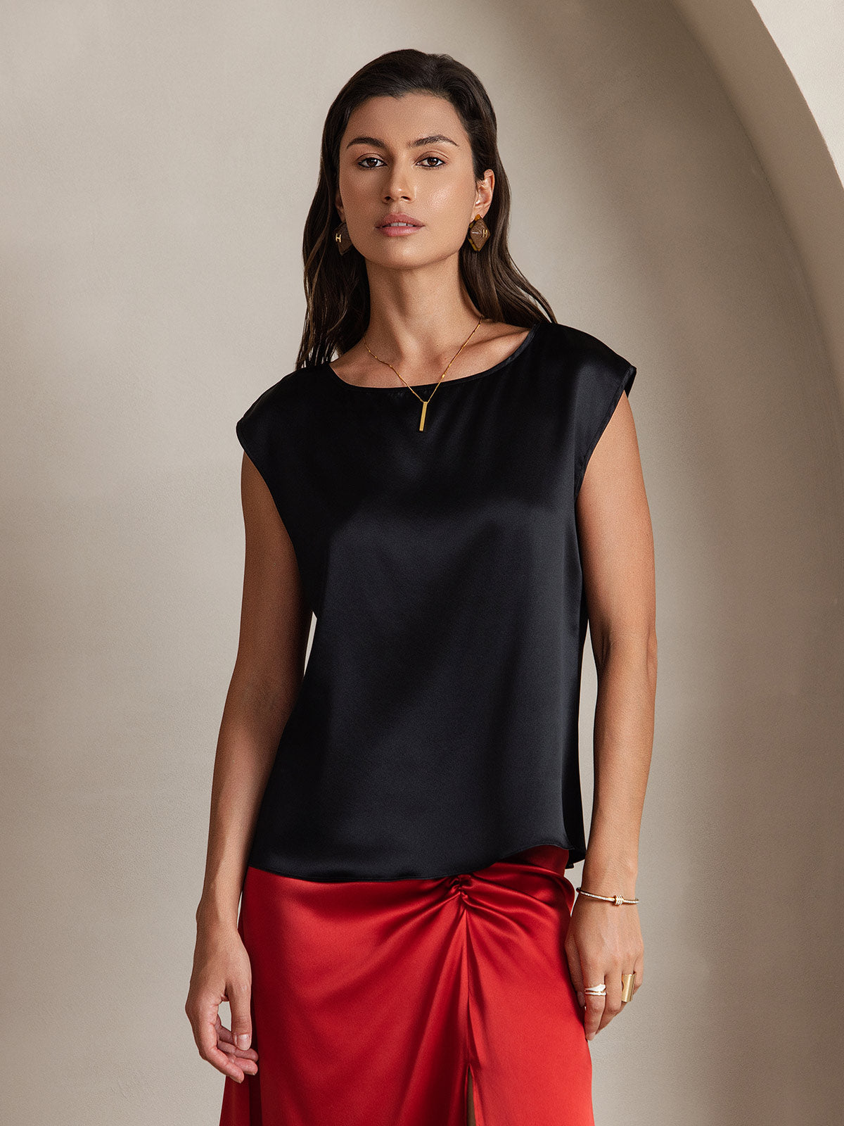 19Momme Silk Cap Sleeve Tank Top