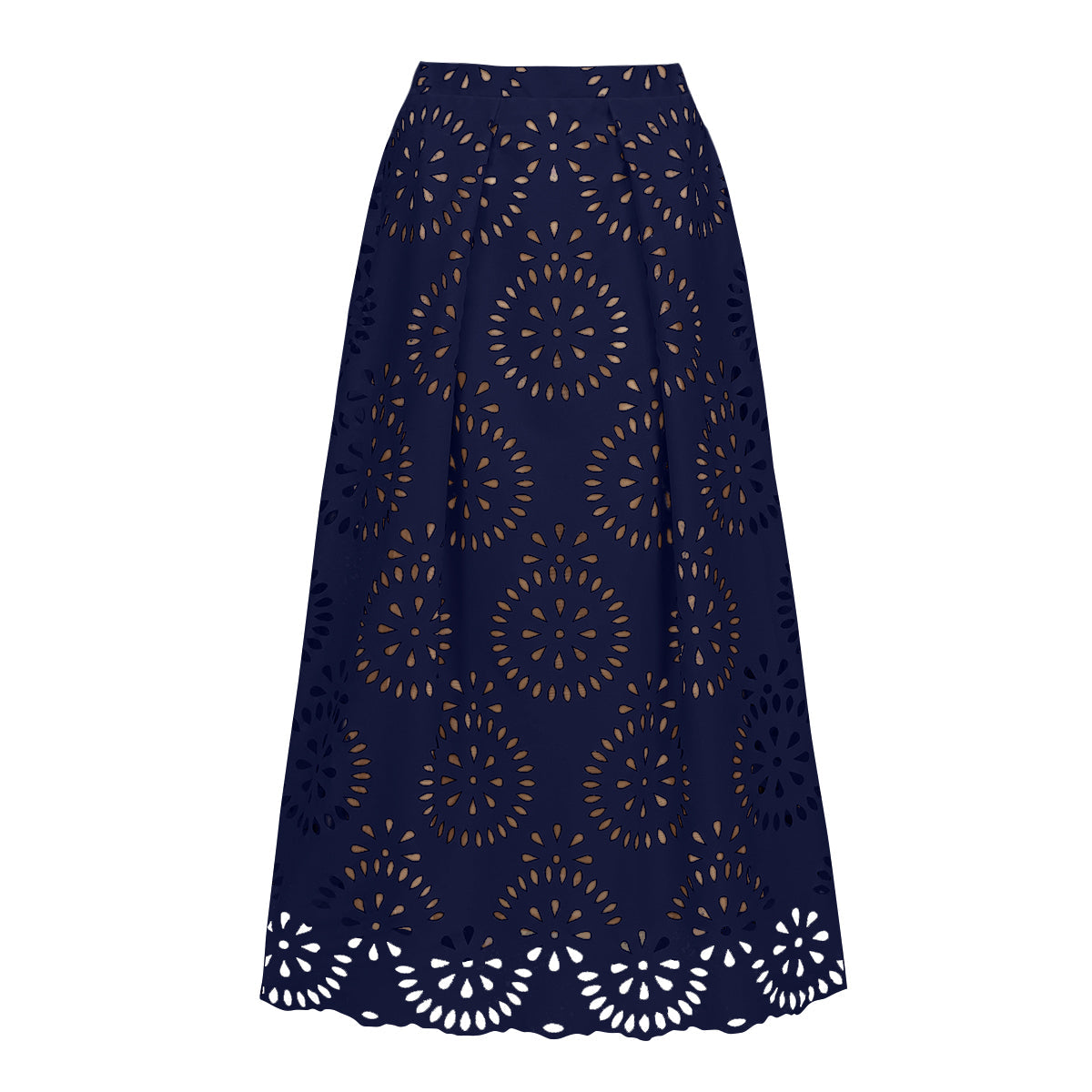 Blue Scalloped Hollow Sexy One-Piece Swimsuit&Skirt