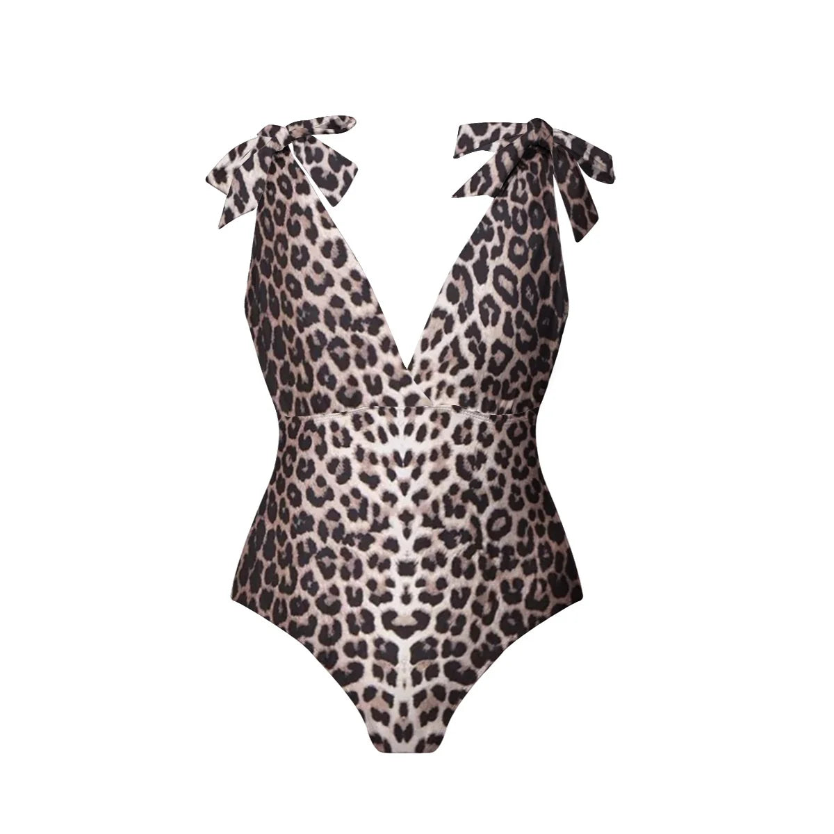 V Neck Lace Up Vintage Leopard Print Swimsuit&Skirt&Pants