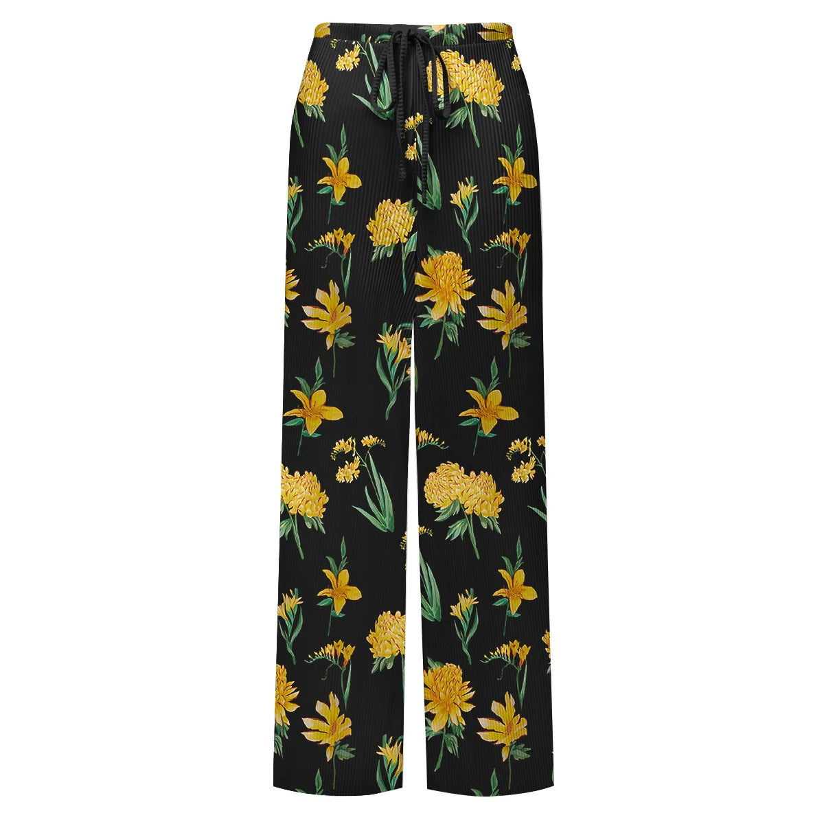 Yellow Floral Print One-Piece Swimsuit&Pants