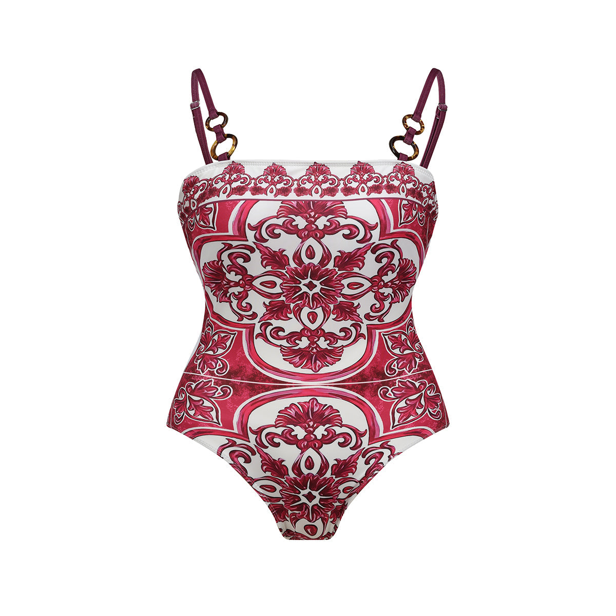 Vintage Floral Rose Ouartz One-Piece Swimsuit&Skirt