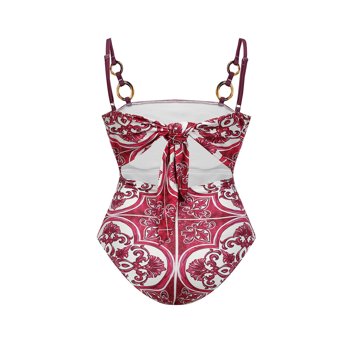 Vintage Floral Rose Ouartz One-Piece Swimsuit&Skirt