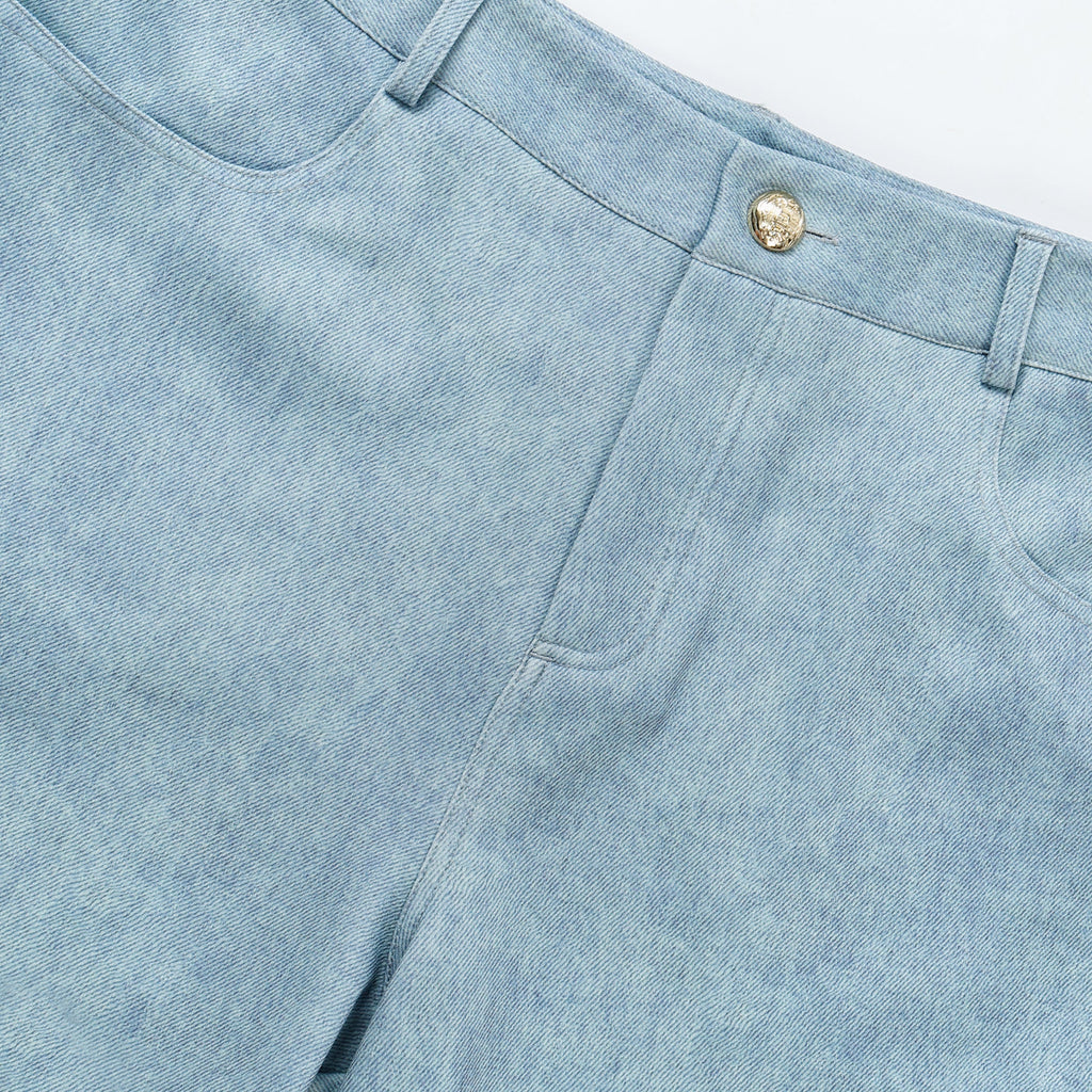 High-Waisted Light Wash Wide-Leg Denim Pants