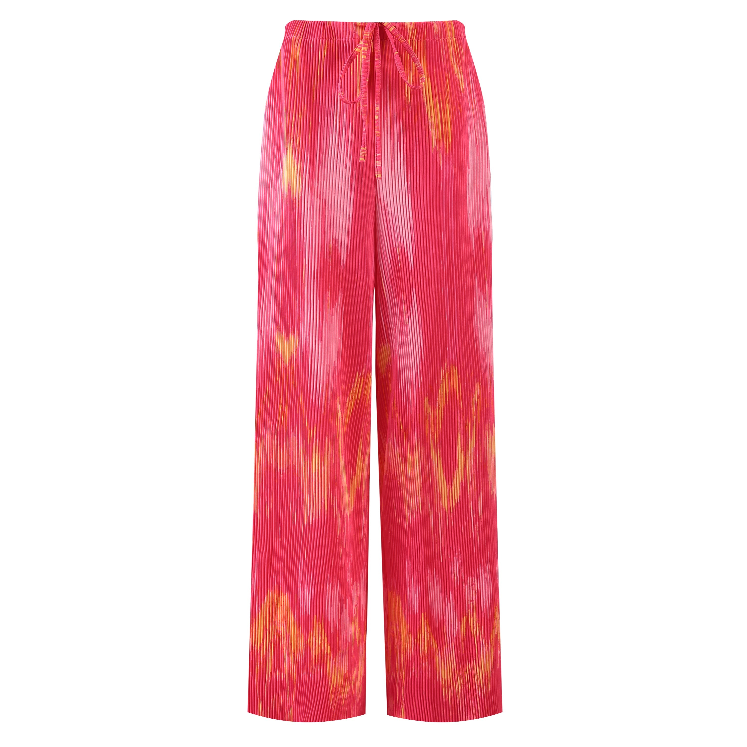 Tie-dye Abstract Print Wide-Leg Drawstring Pants Palazzo Pleated Pants