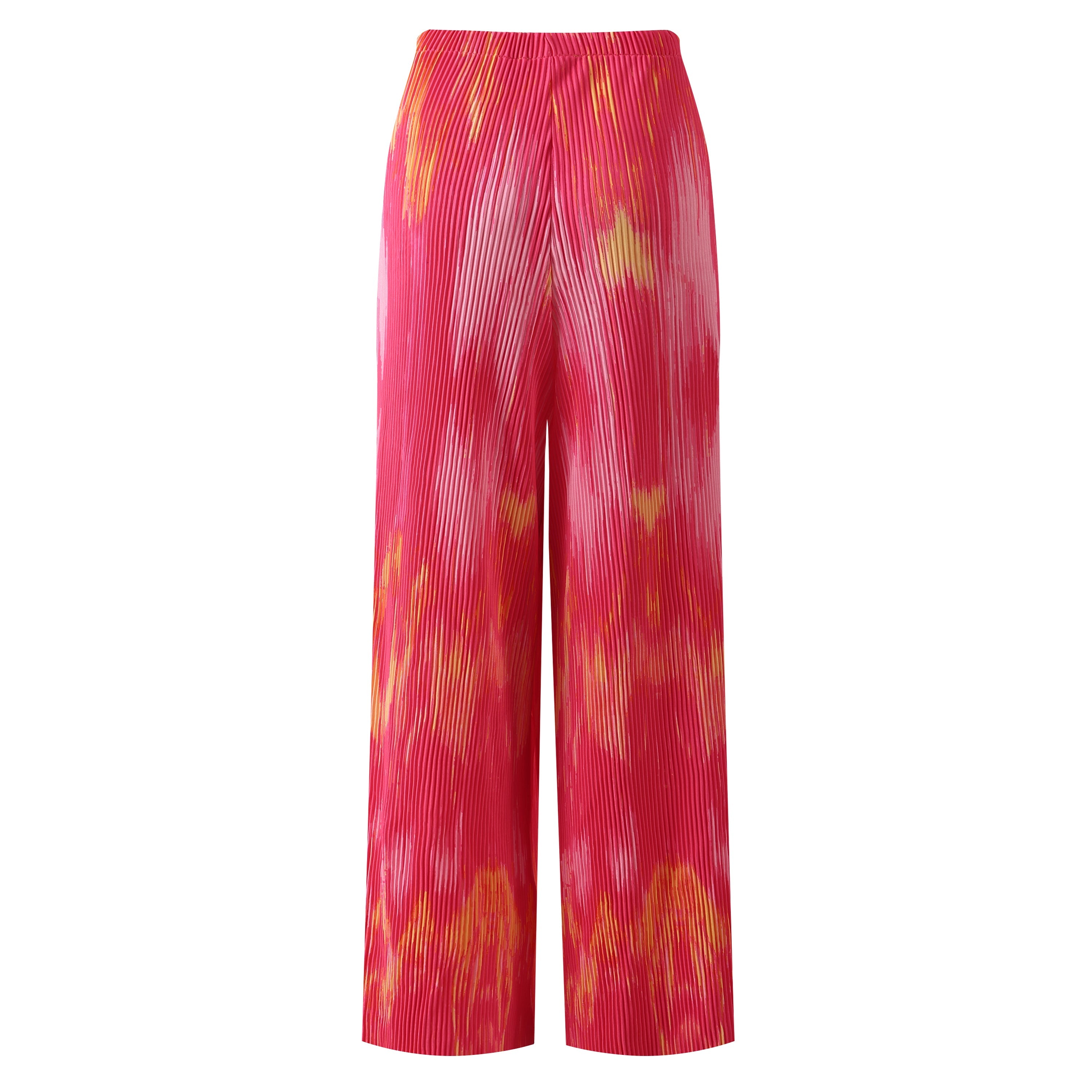 Tie-dye Abstract Print Wide-Leg Drawstring Pants Palazzo Pleated Pants