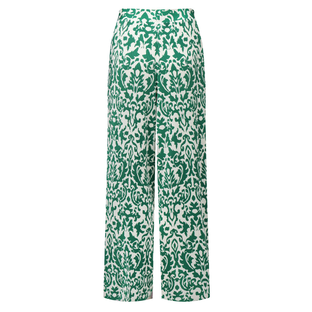 Green Boho Breeze Floral Palazzo Pants Wide-Leg Trousers
