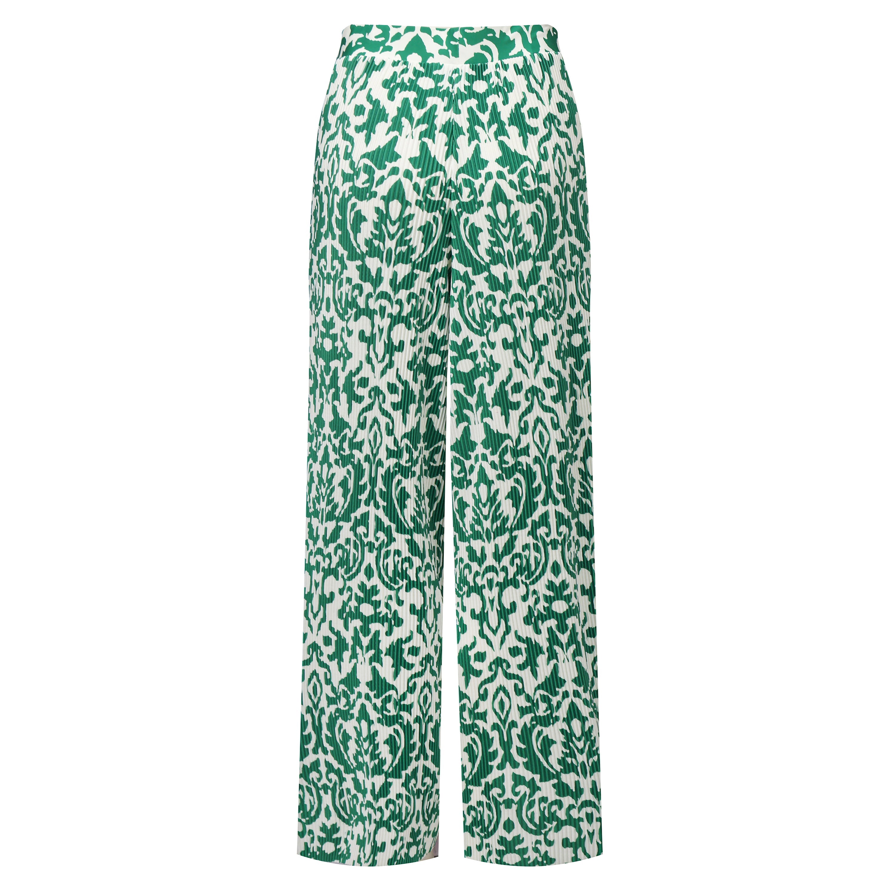 Green Boho Breeze Floral Palazzo Pants Wide-Leg Trousers