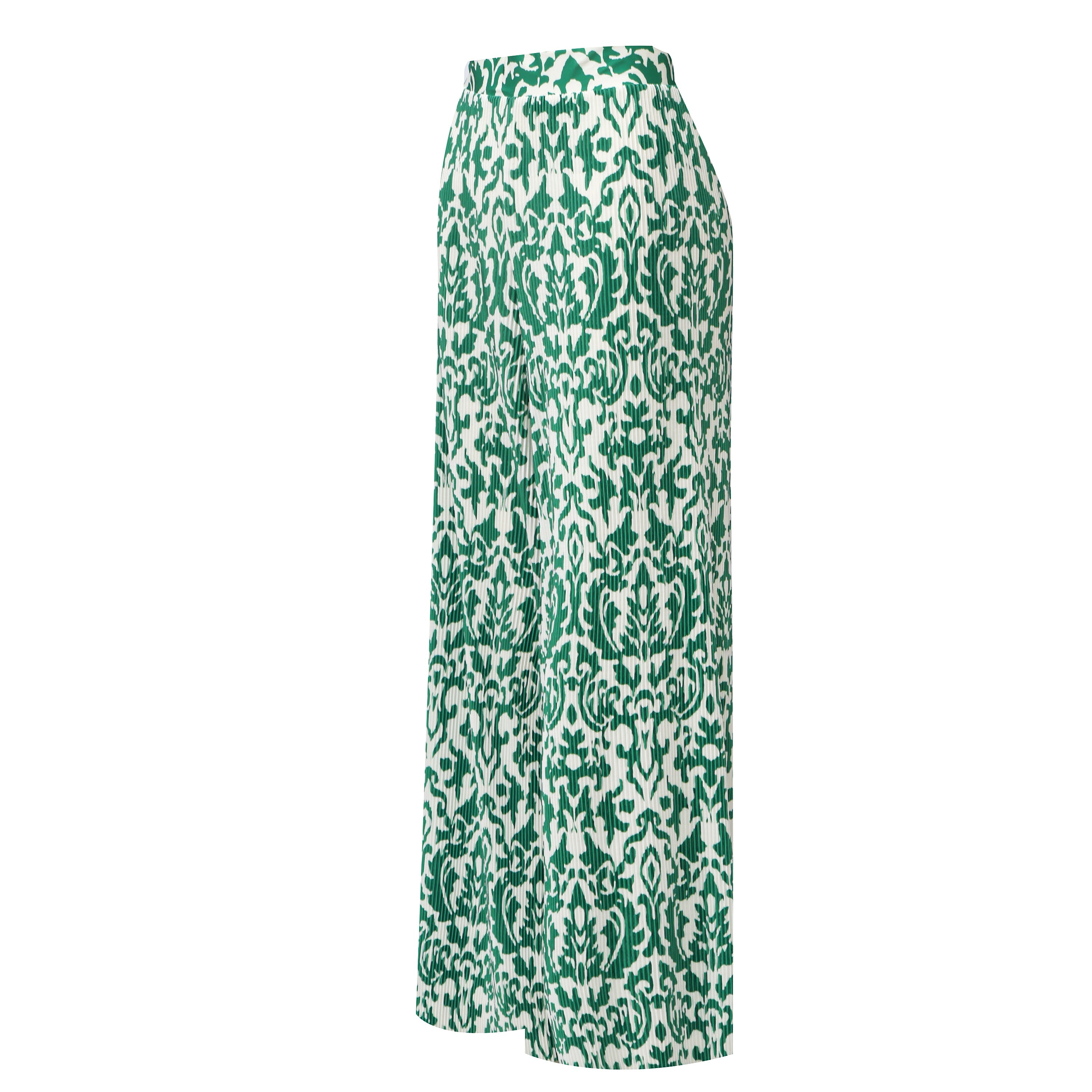 Green Boho Breeze Floral Palazzo Pants Wide-Leg Trousers