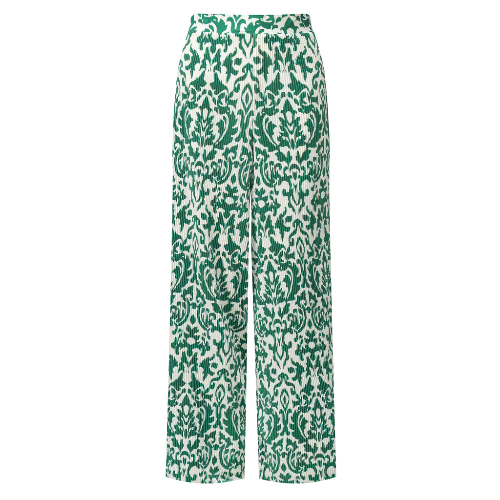 Green Boho Breeze Floral Palazzo Pants Wide-Leg Trousers