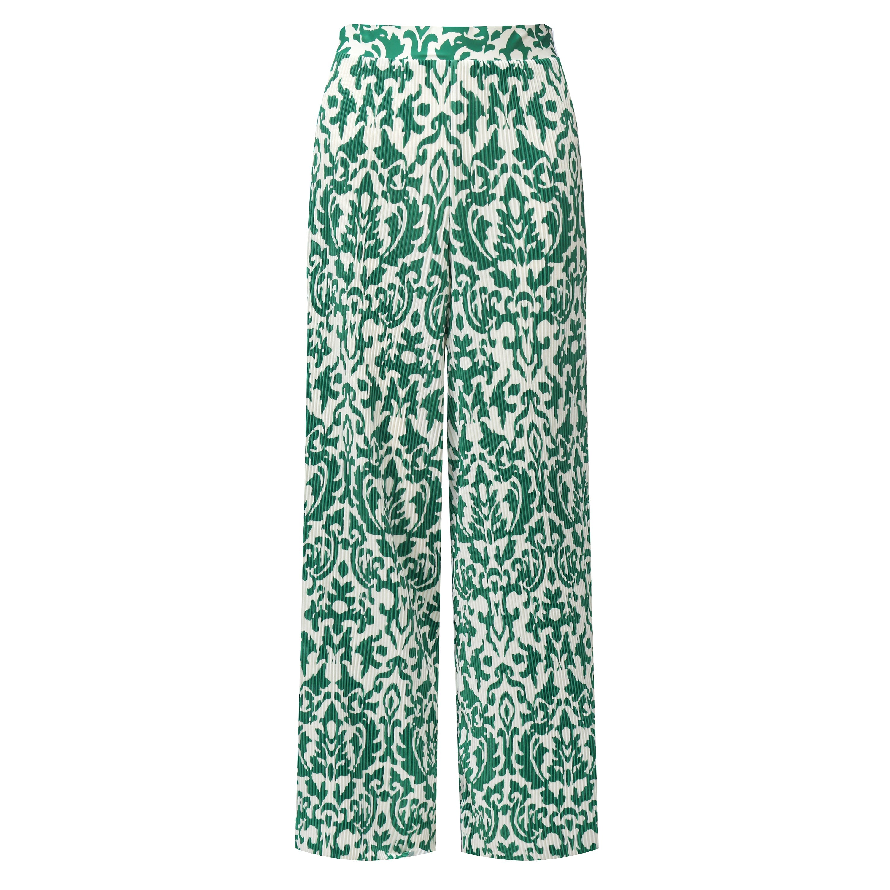 Green Boho Breeze Floral Palazzo Pants Wide-Leg Trousers