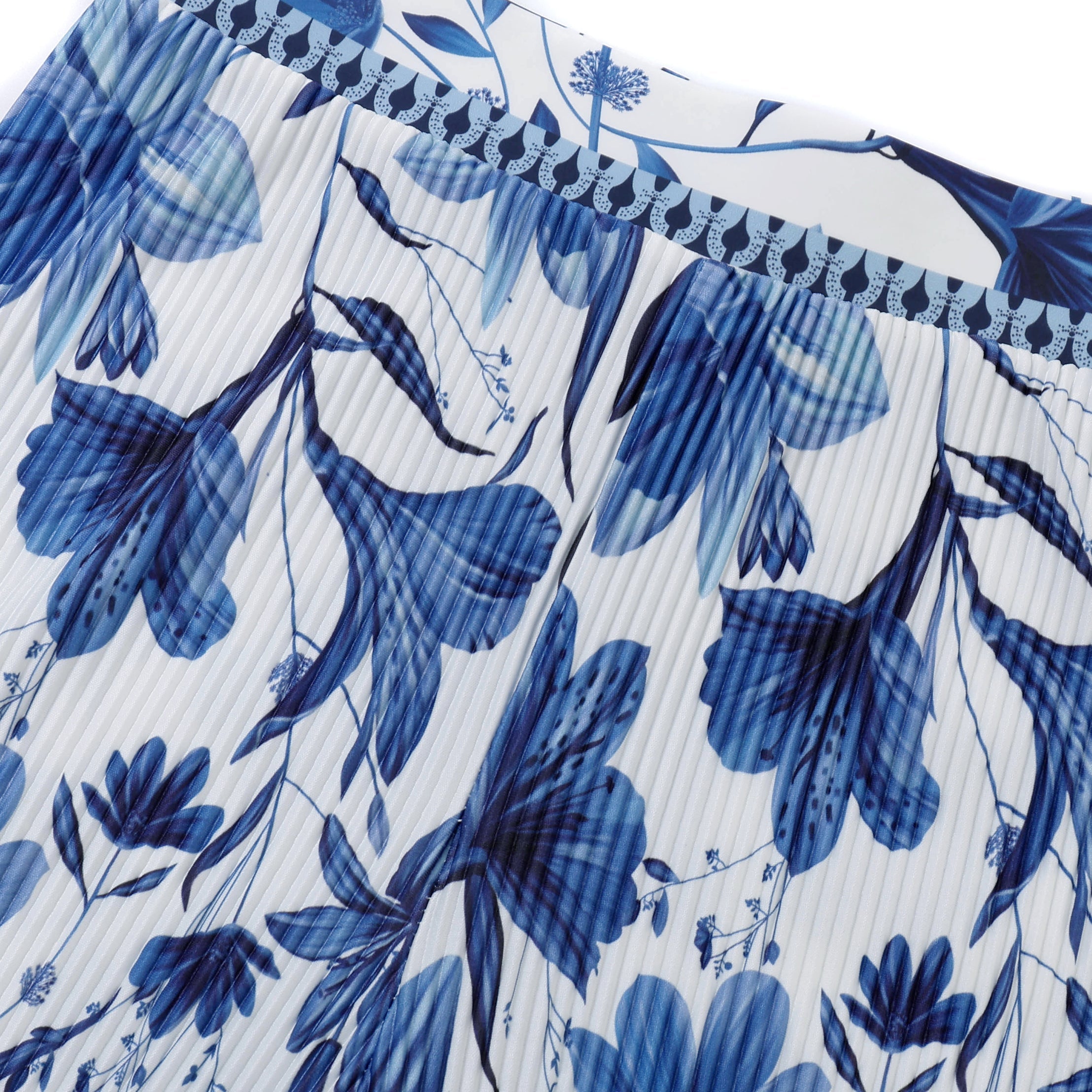 Boho Breeze Blue Floral Wide-Leg Trousers Palazzo Pants