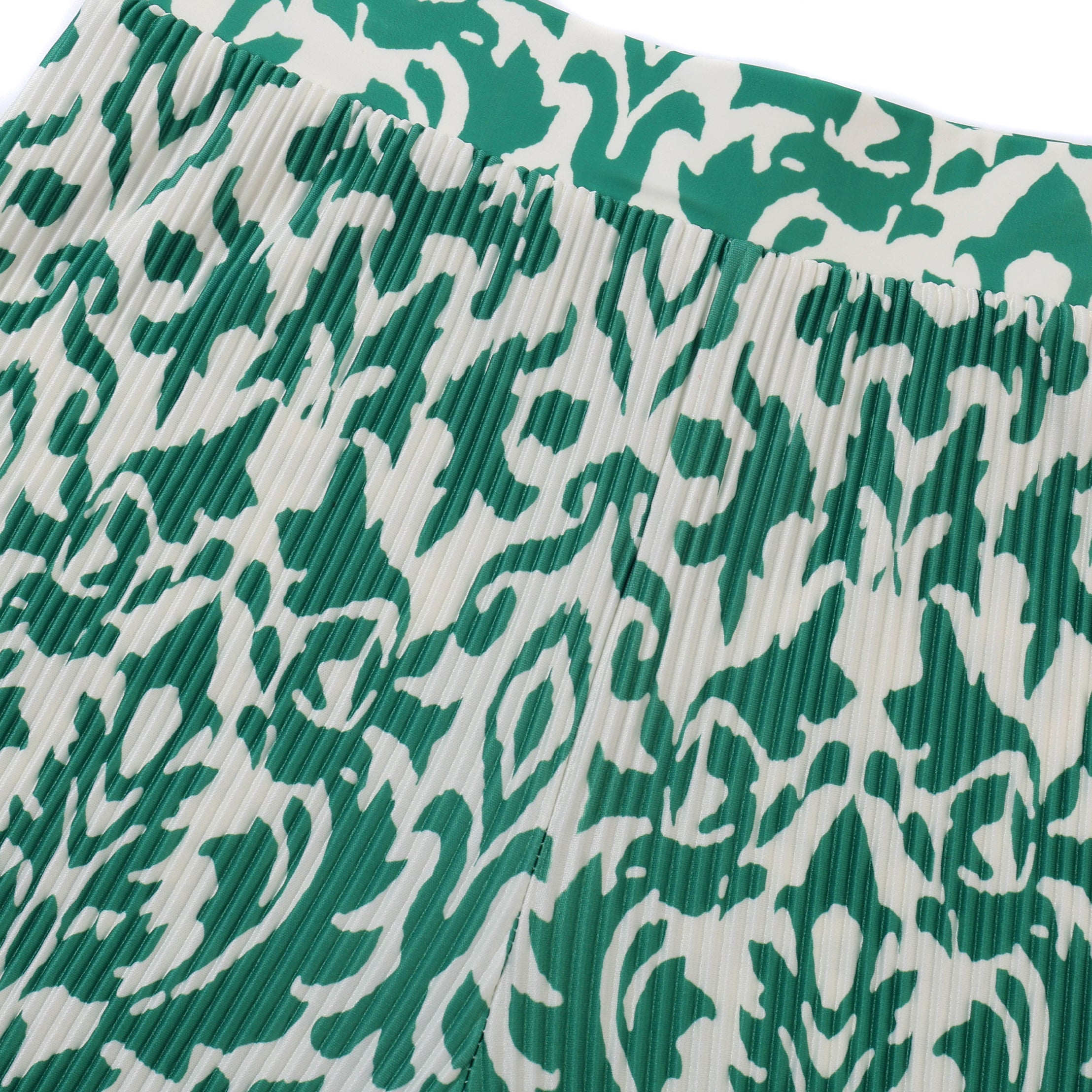 Green Boho Breeze Floral Palazzo Pants Wide-Leg Trousers