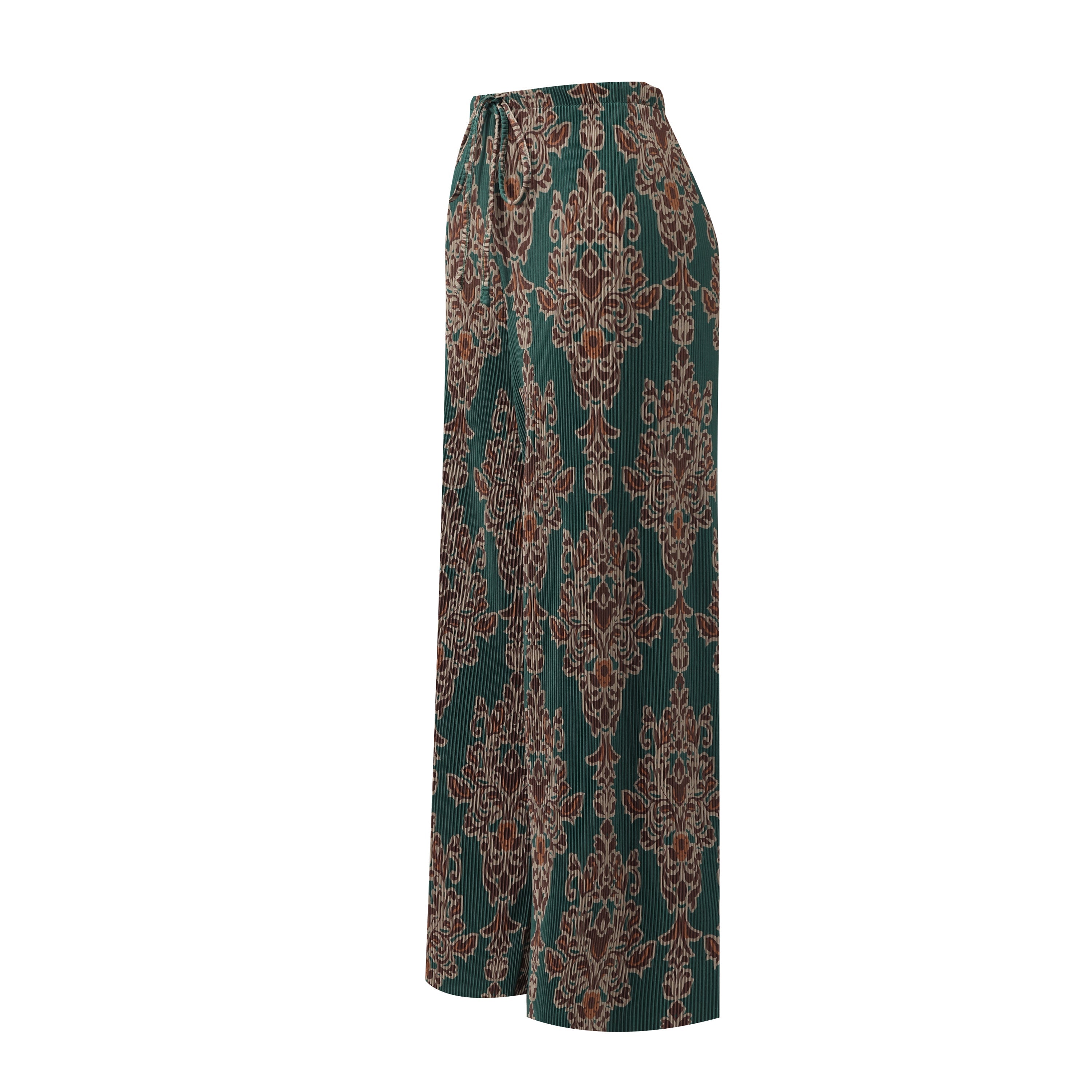 Dark Green Retro V-Neck Vest Top & Pleated Pants
