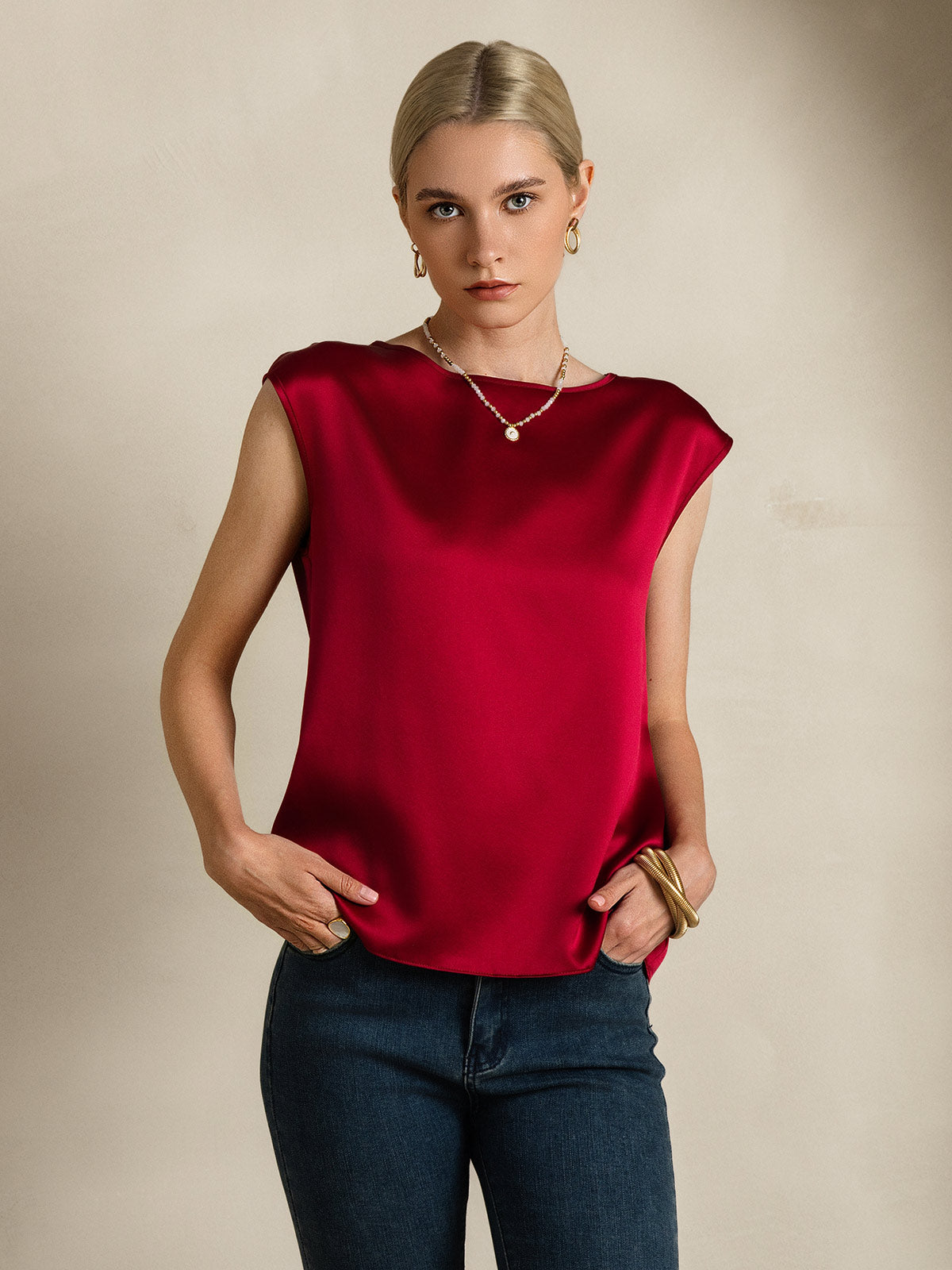 19Momme Silk Cap Sleeve Tank Top