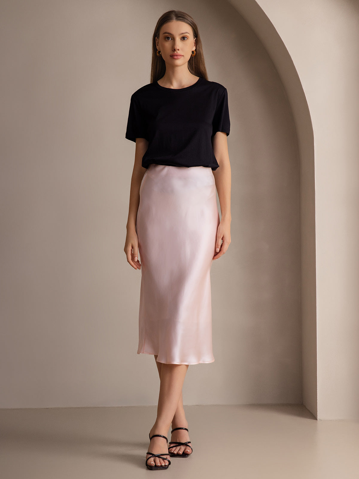 19Momme Mulberry Silk Stretch Long Straight Skirt