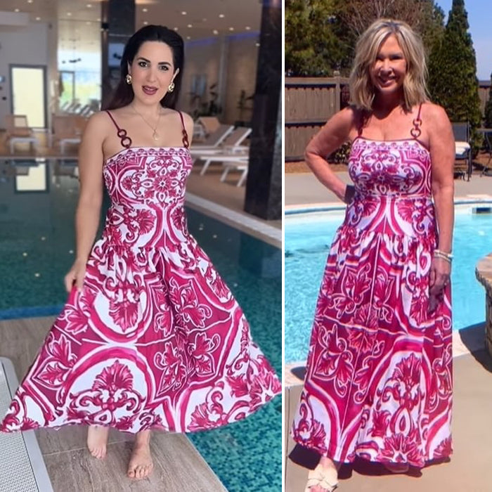 Vintage Floral Rose Ouartz One-Piece Swimsuit&Skirt