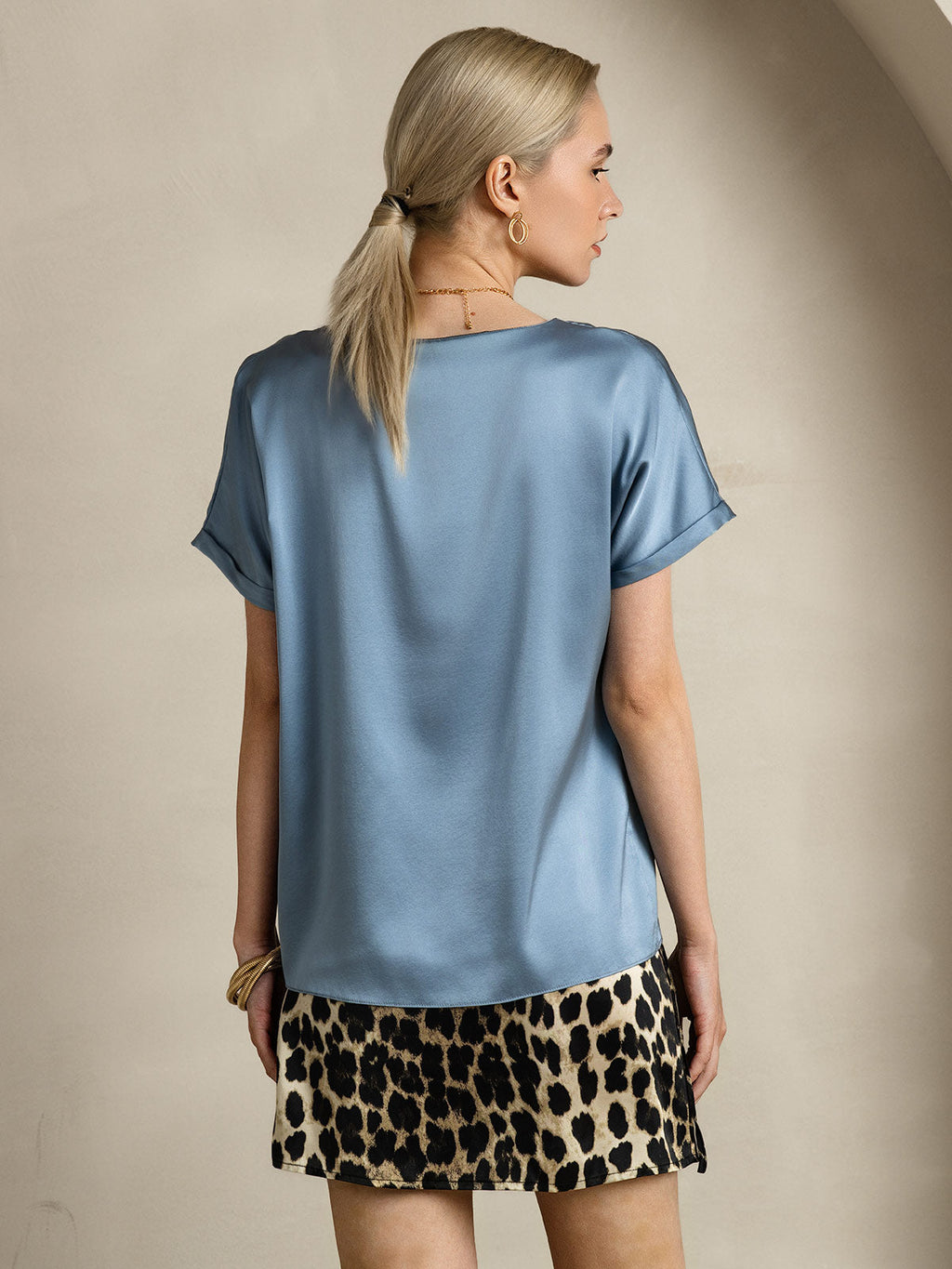 19Momme Silk Classic Casual Short Sleeve T-Shirt