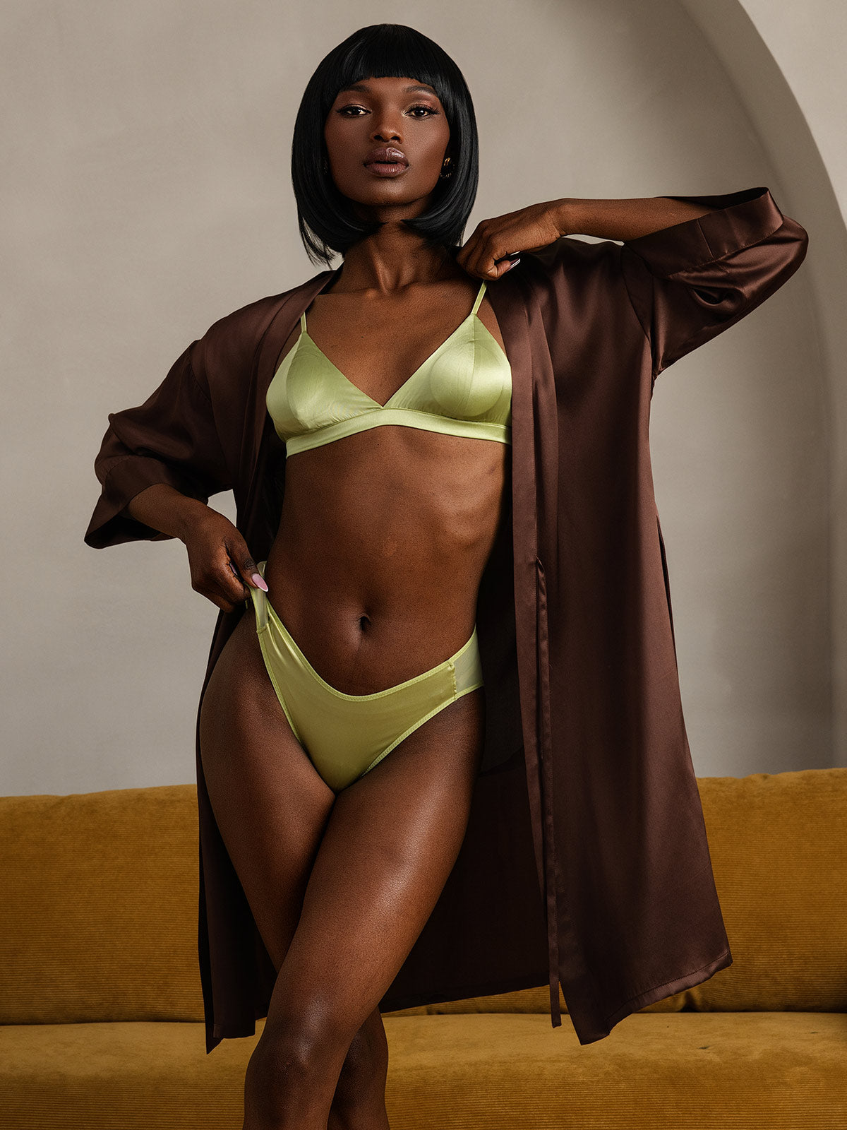 Pure Silk Belted Wrap Womens Kimono Robe