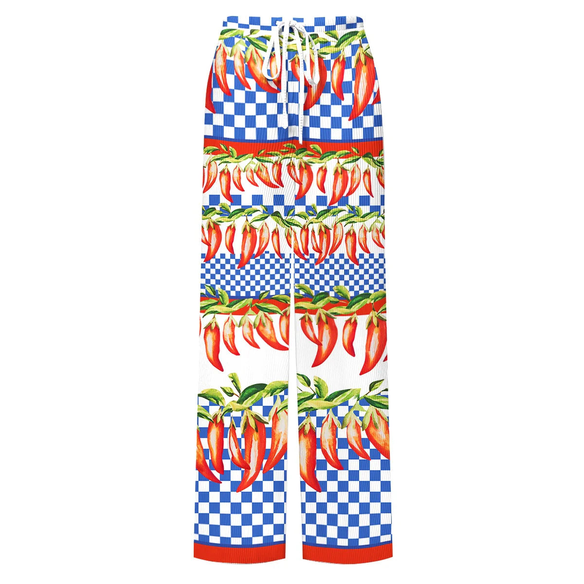 Spicy Pepper Checkerboard Print One-Piece Swimsuit&Pants