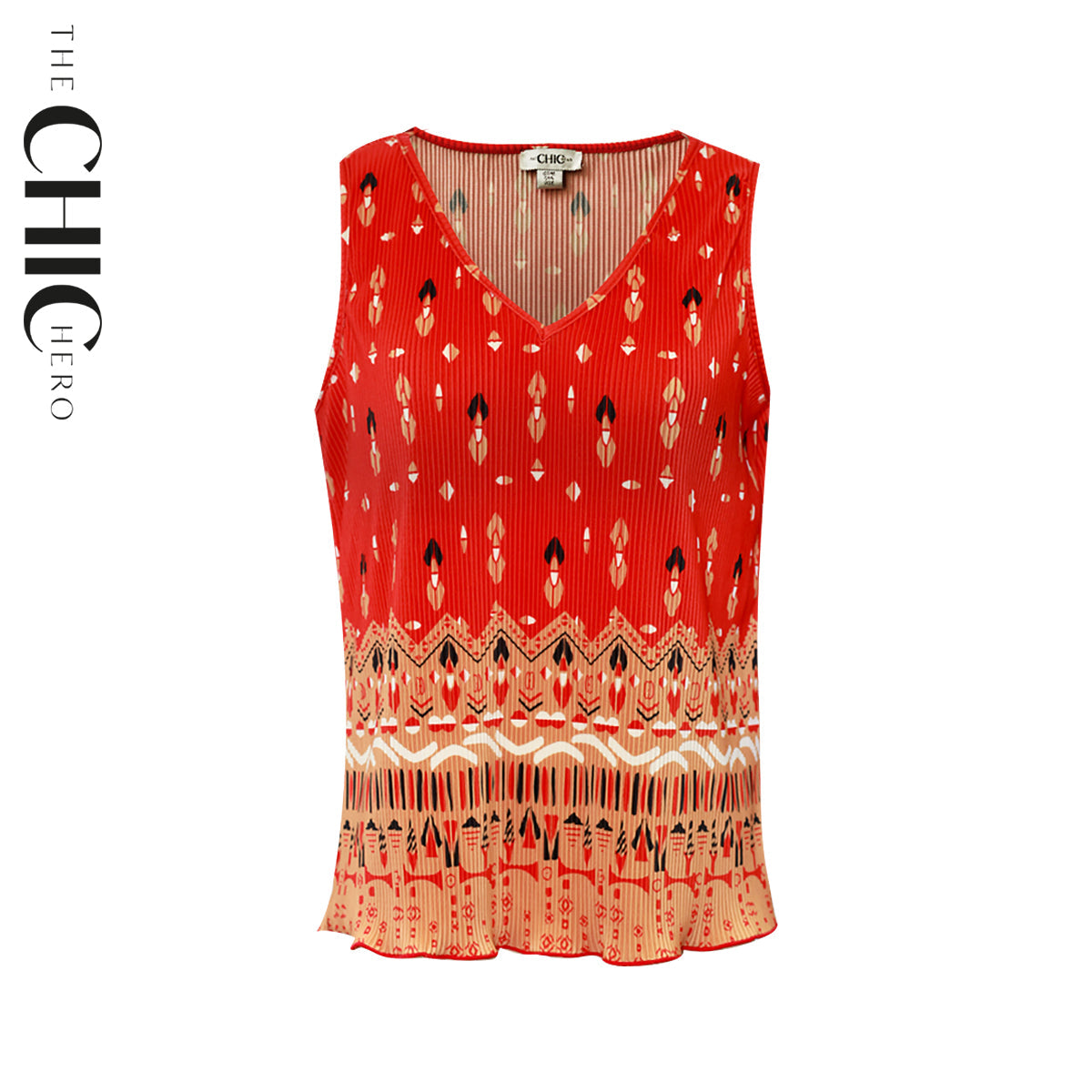 Bohemian Tribal Print V-Neck Vest Top & Pleated Pants