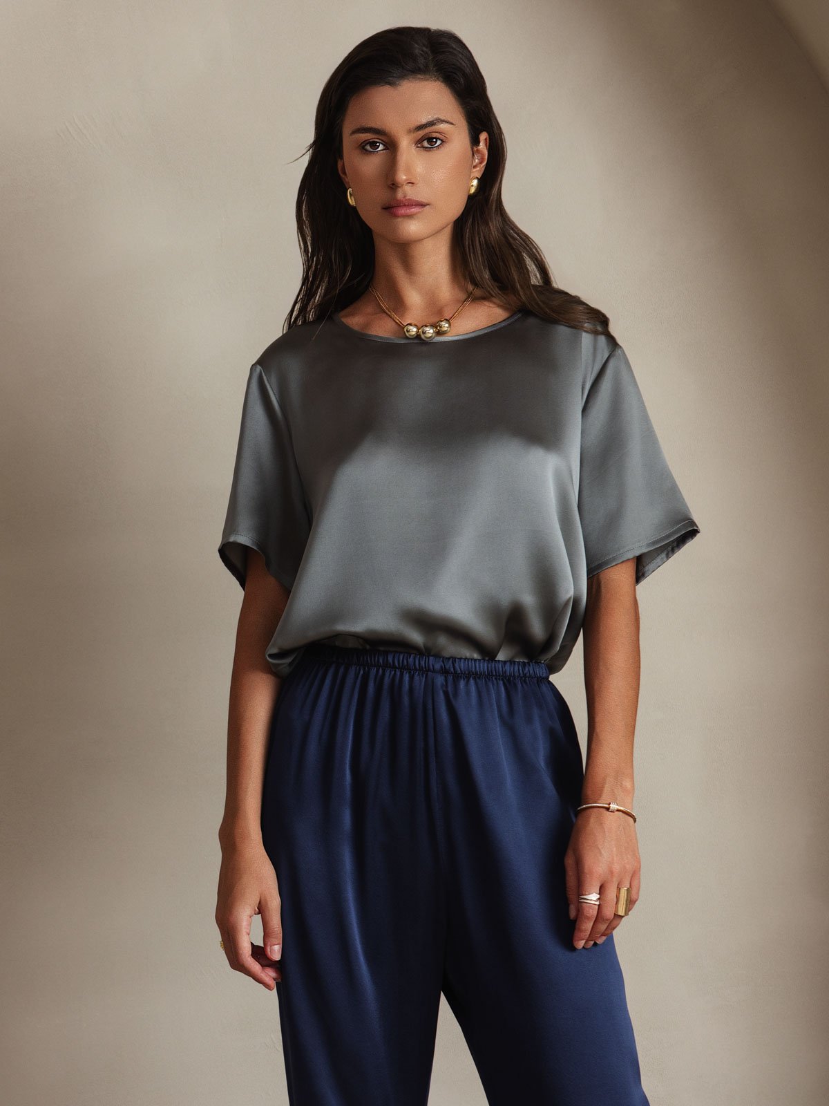 Pure Silk Short Sleeve T-shirt (pants not included)