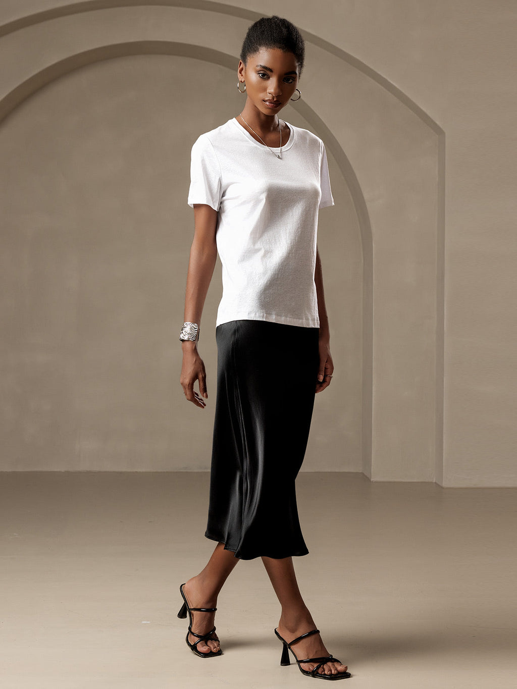 19Momme Mulberry Silk Stretch Long Straight Skirt