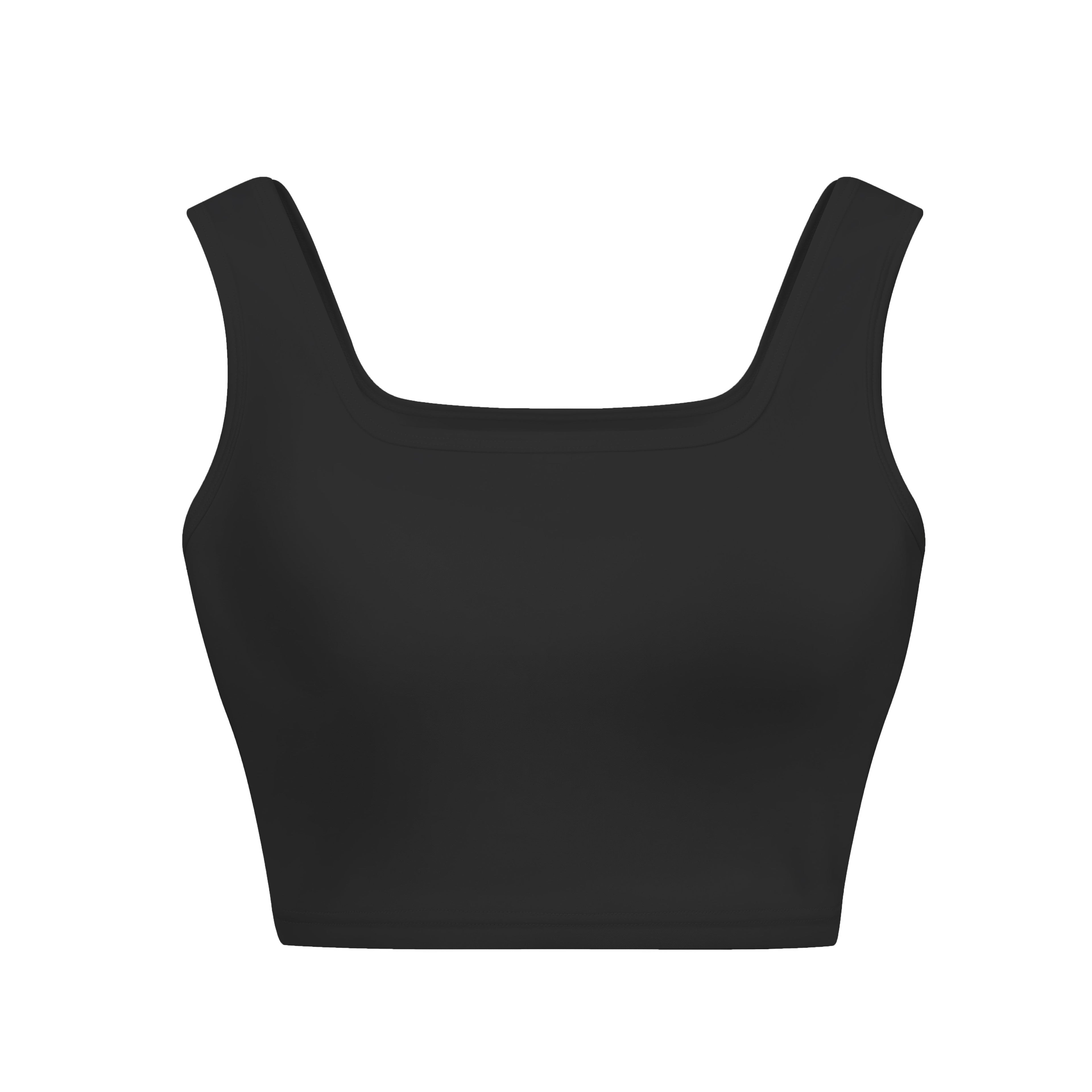Square Neck Solid Crop Tank Top