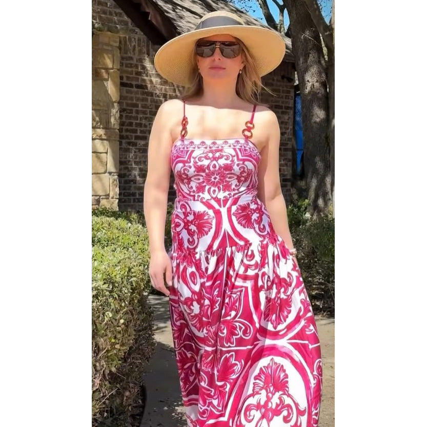 Vintage Floral Rose Ouartz One-Piece Swimsuit&Skirt