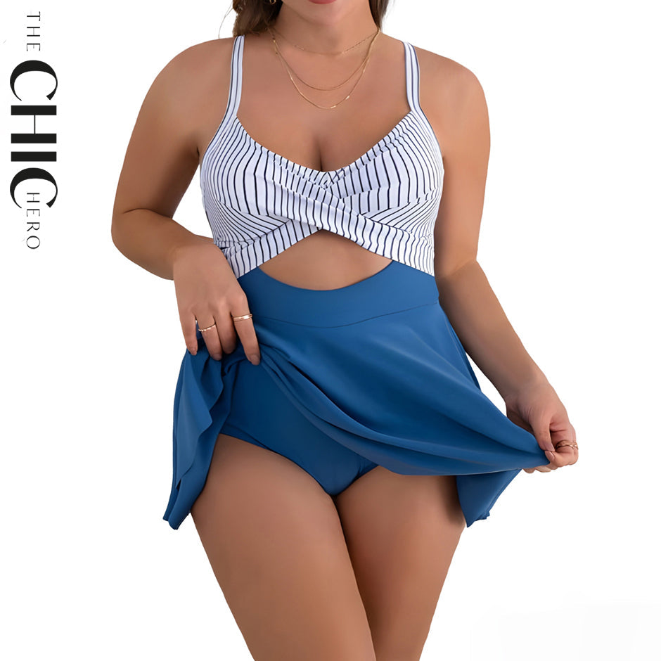 Plus Size One-piece Hollow Back Strap Swimsuit