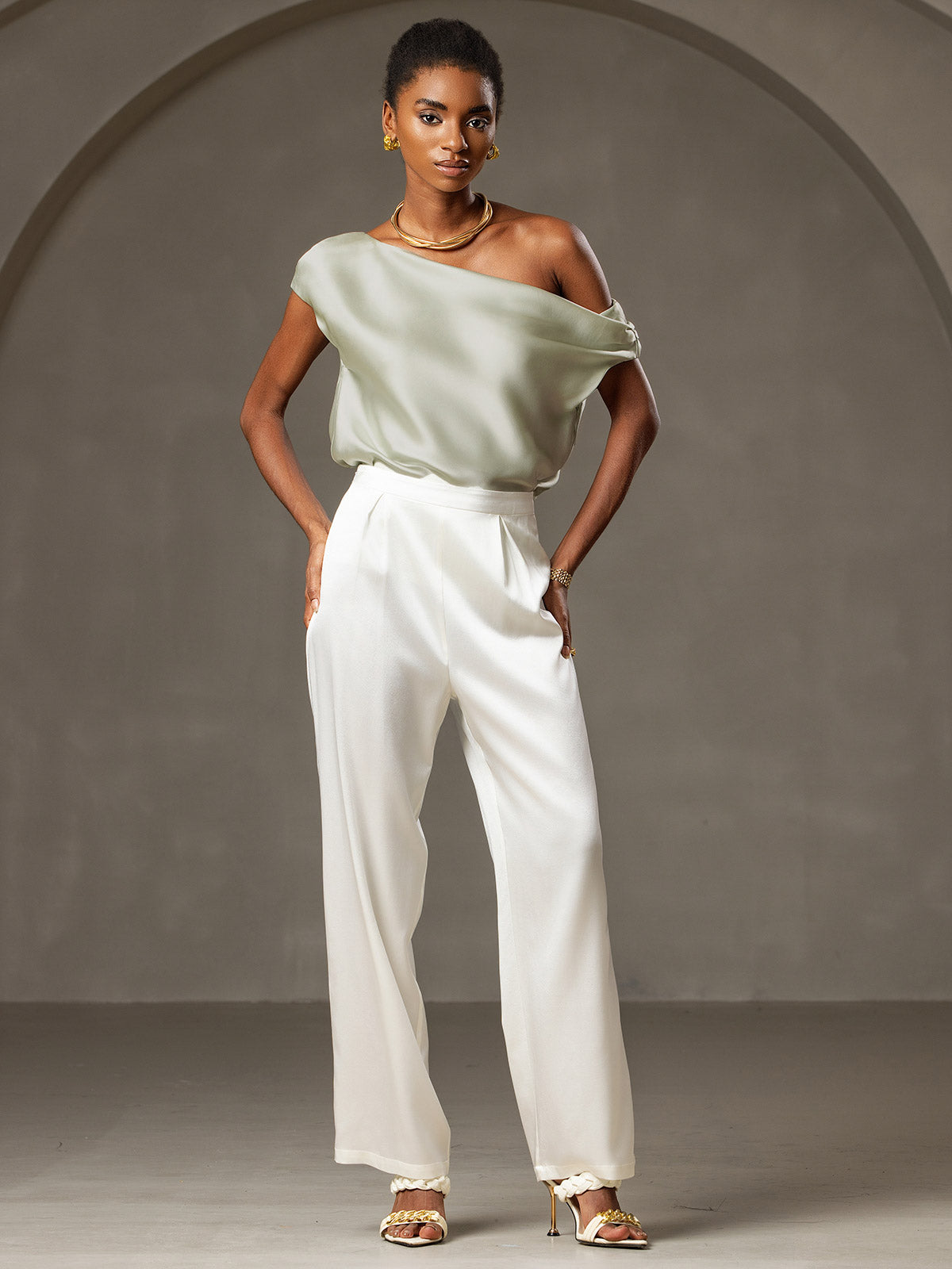 19Momme Silk Chic One-Shoulder Blouse