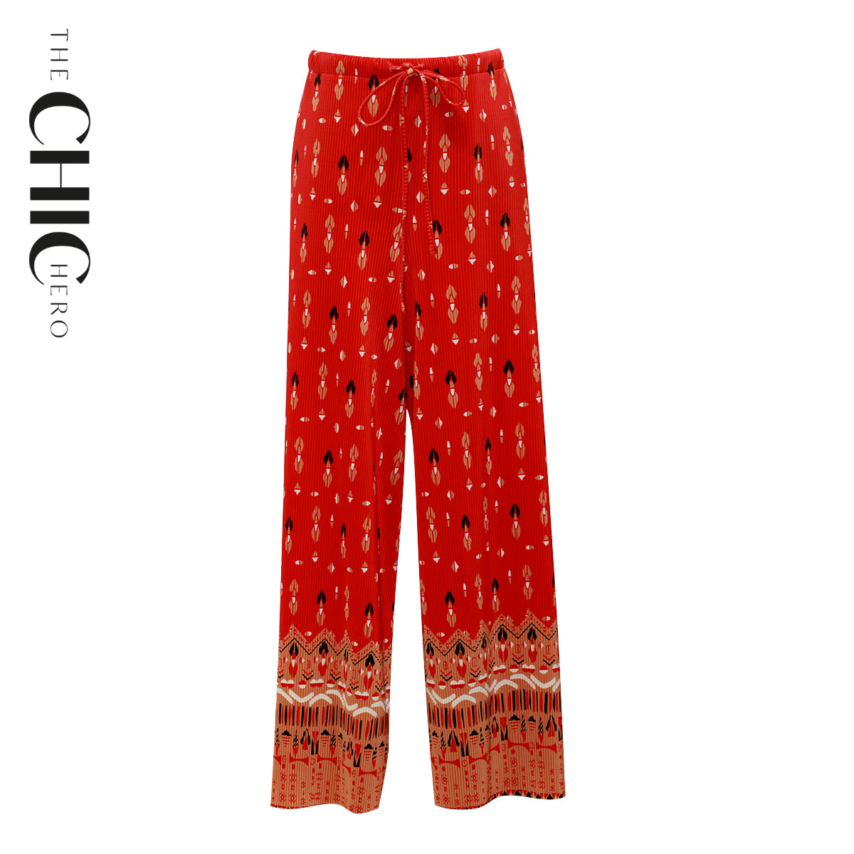Bohemian Tribal Print V-Neck Vest Top & Pleated Pants