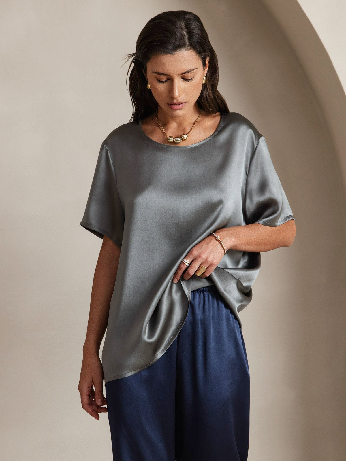 Pure Silk Short Sleeve T-shirt (pants not included)