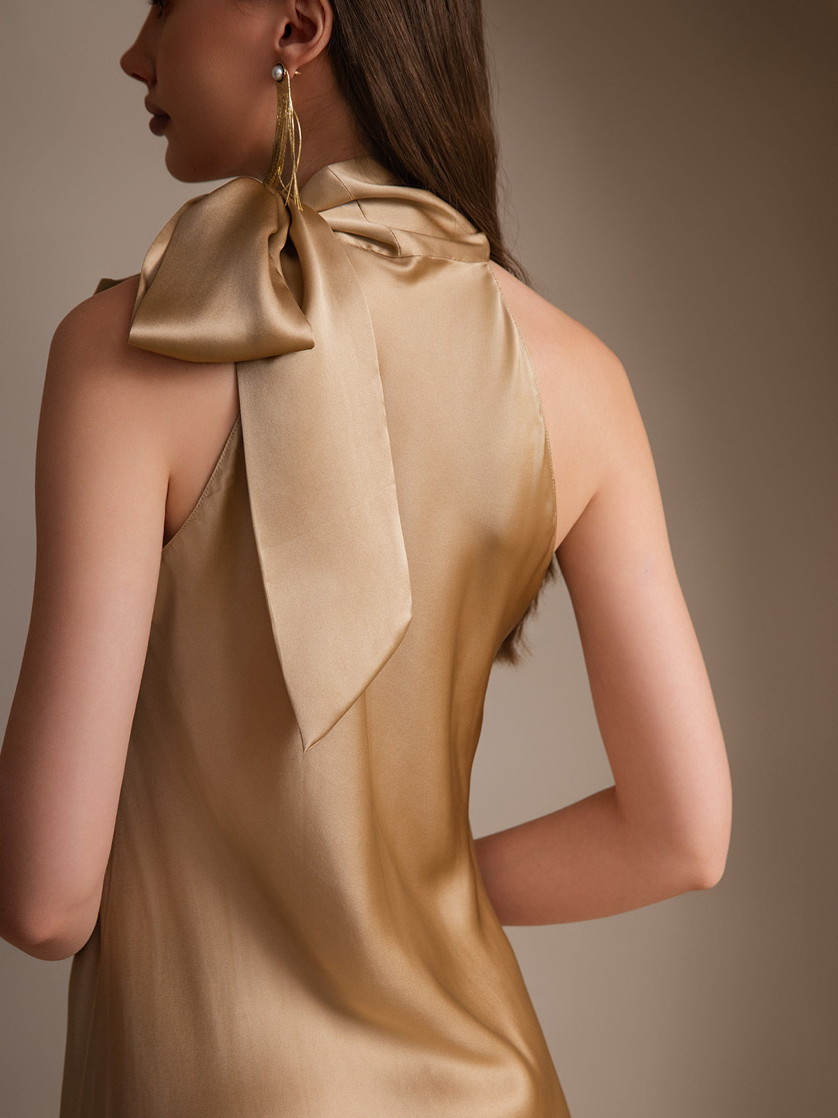 19Momme Silk Tie Neck Dress