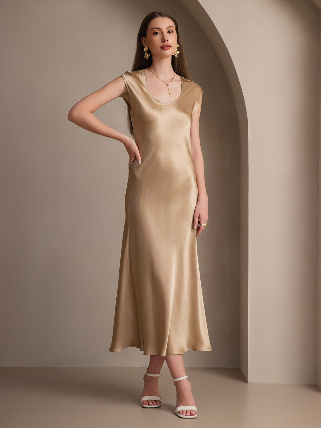 19Momme Silk U-neck Sleeveless Dress