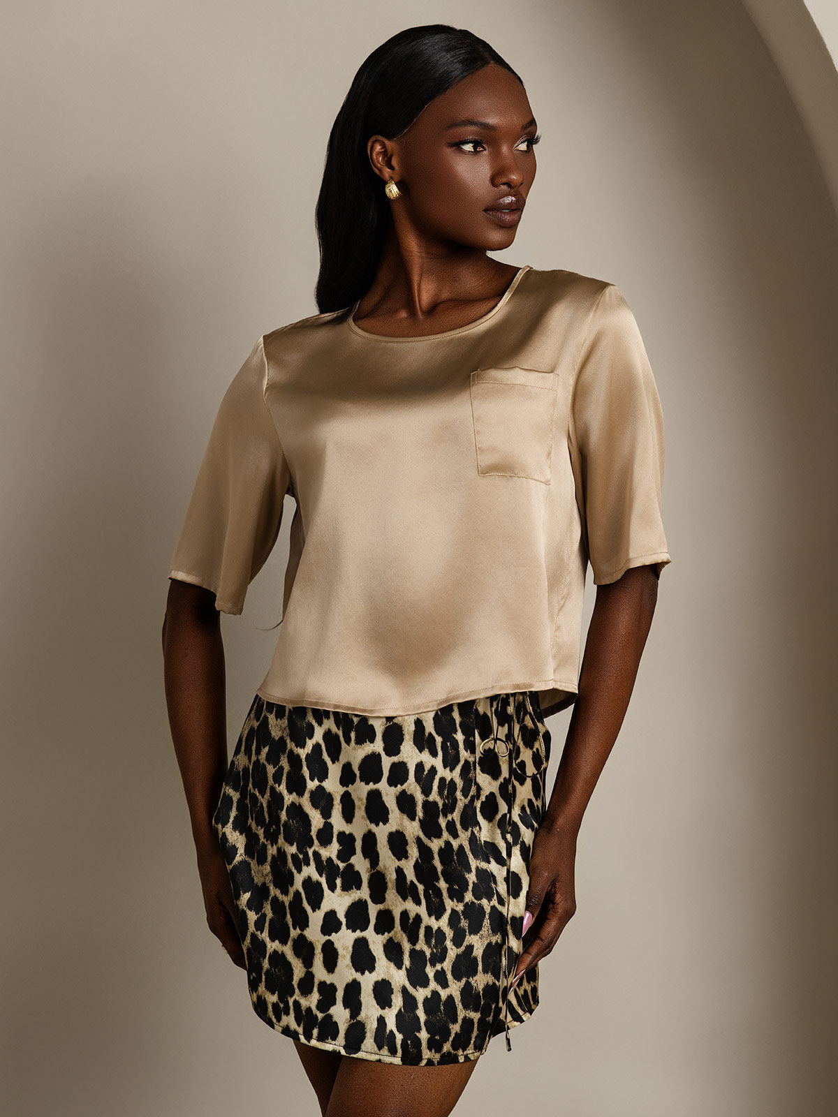Pure Silk Casual Half Sleeve Women's Blouse T-Shirt
