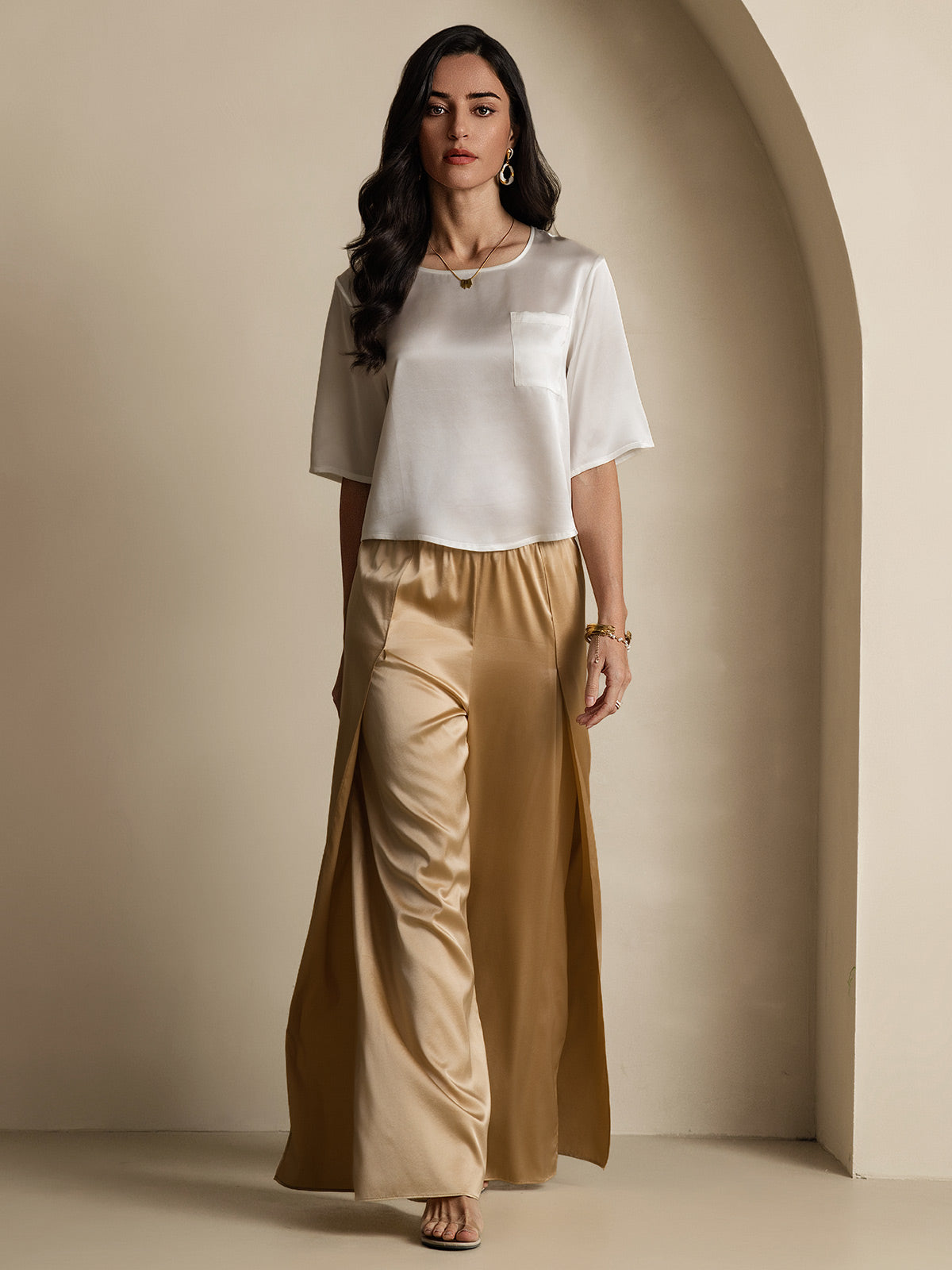 Pure Silk Casual Half Sleeve Women's Blouse T-Shirt
