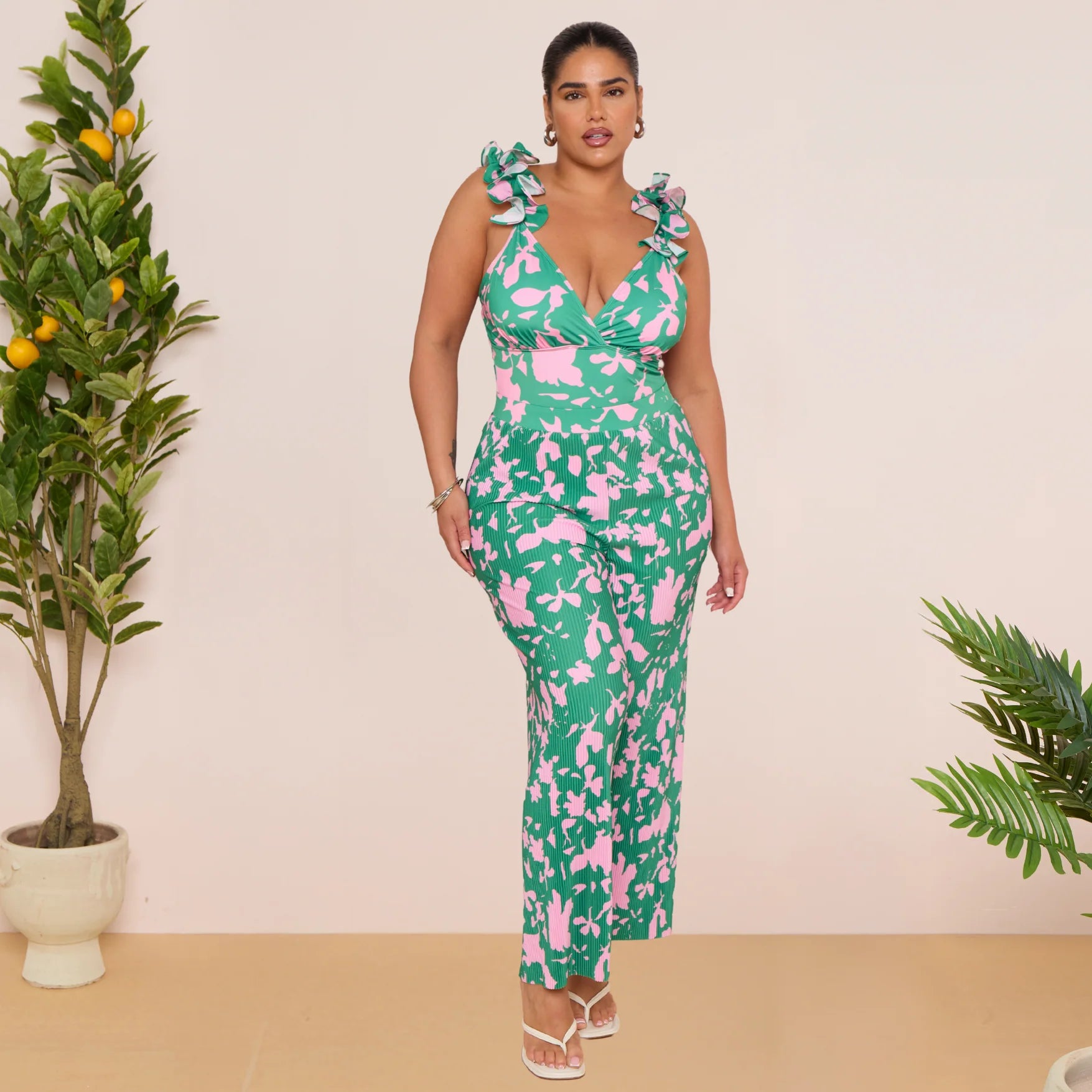 Indigo Chic Ruffled One Piece Swimwear&Pants