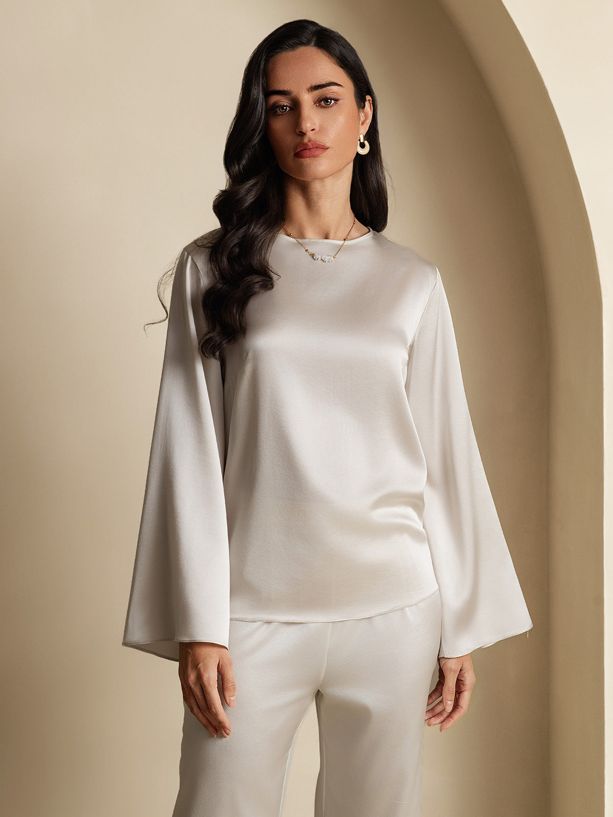 19Momme Silk Long-sleeved Blouse