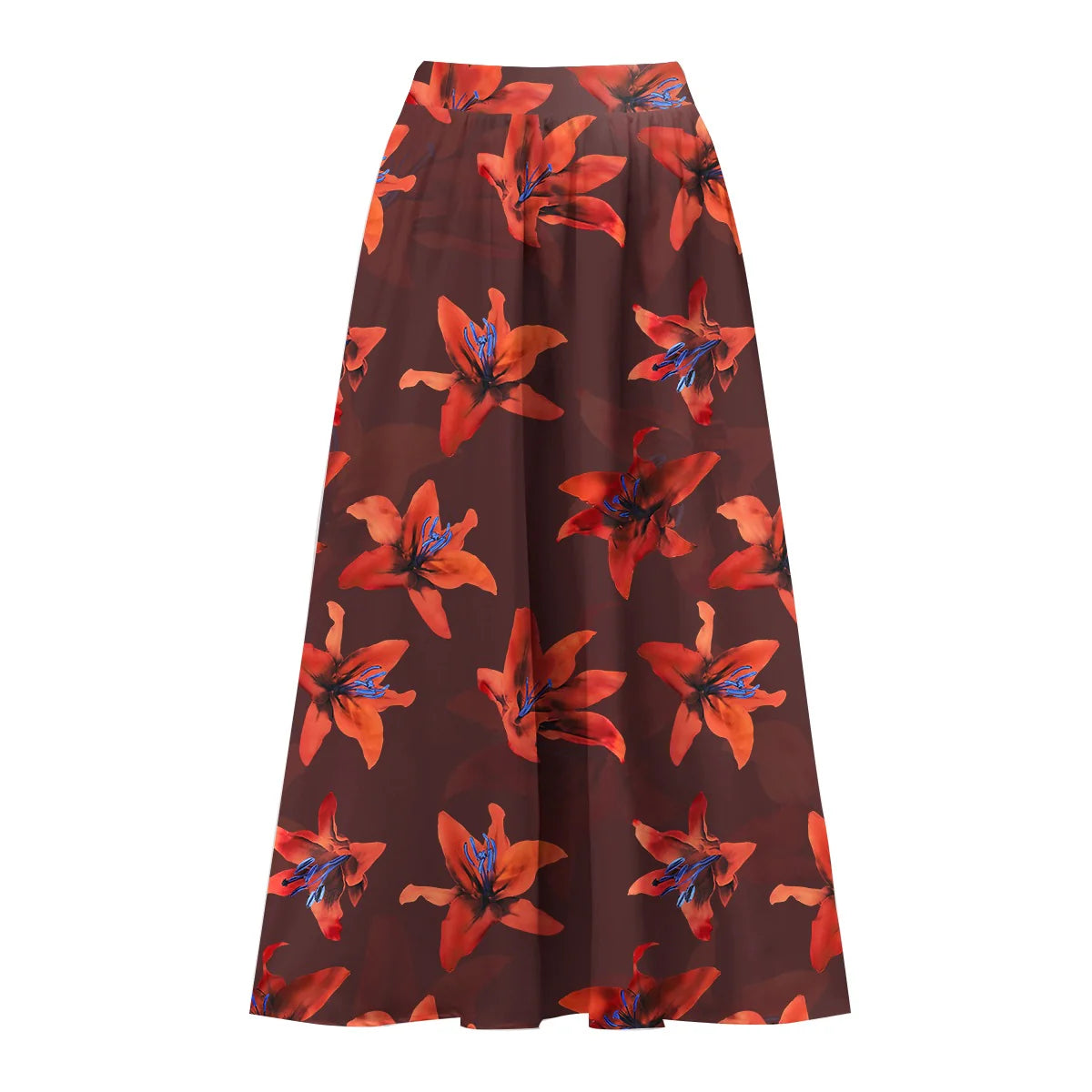 Red Lily Floral Patterns One-Piece Swimsuit&Skirt&Pant