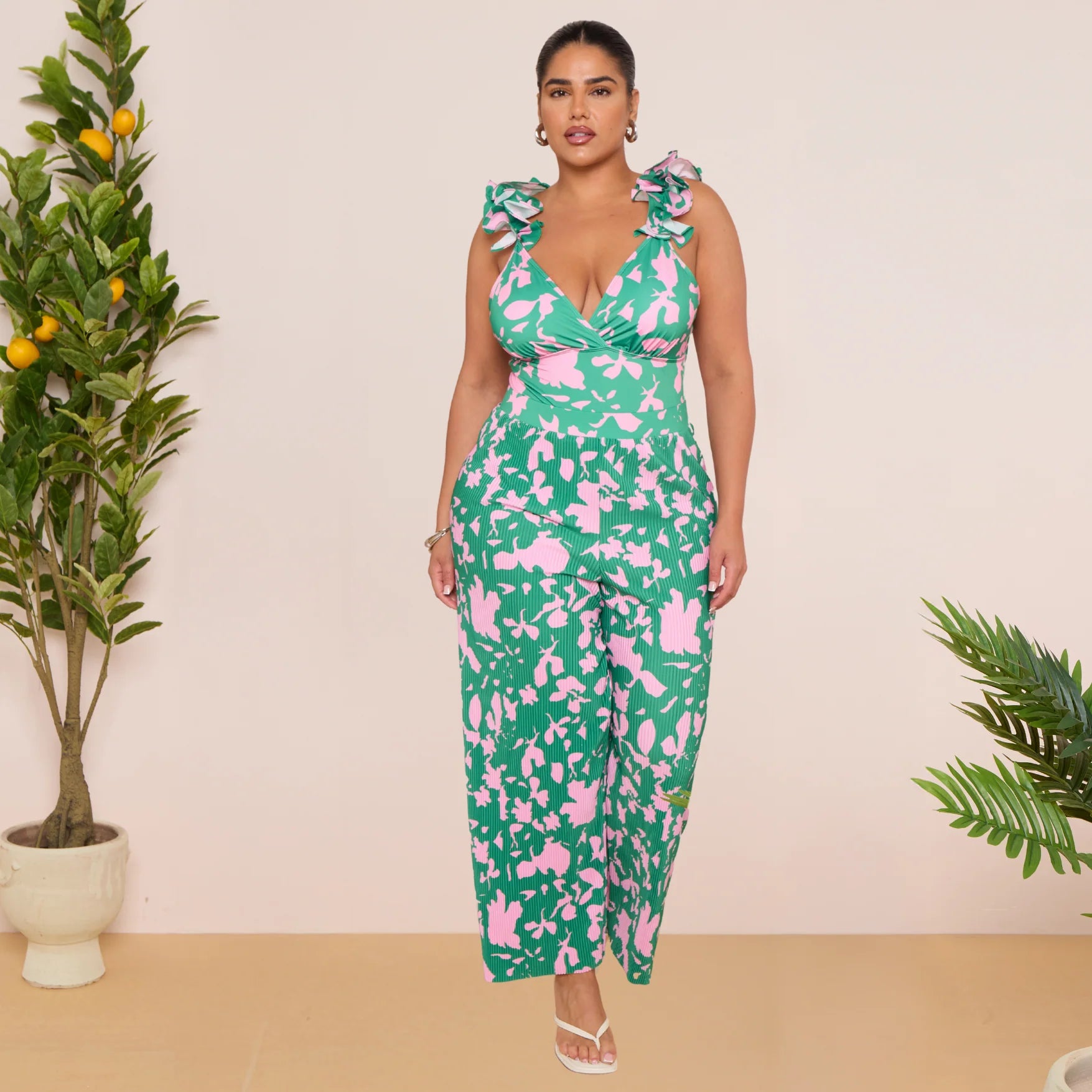 Indigo Chic Ruffled One Piece Swimsuit&Skirt&Pants