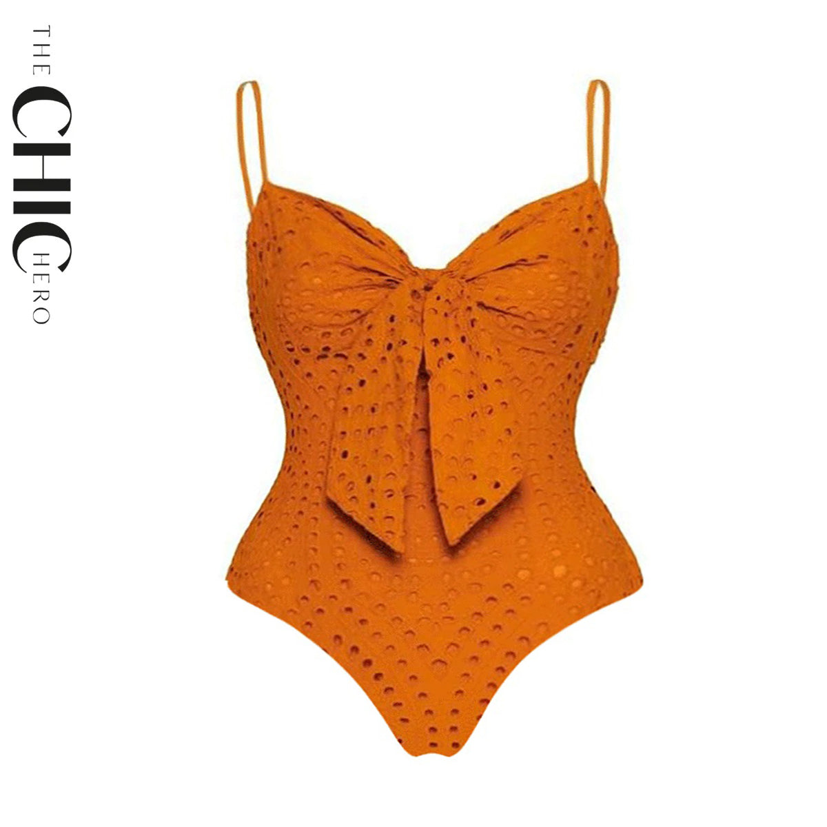 Orange Petal Hollow One-Piece Swimsuit&Skirt