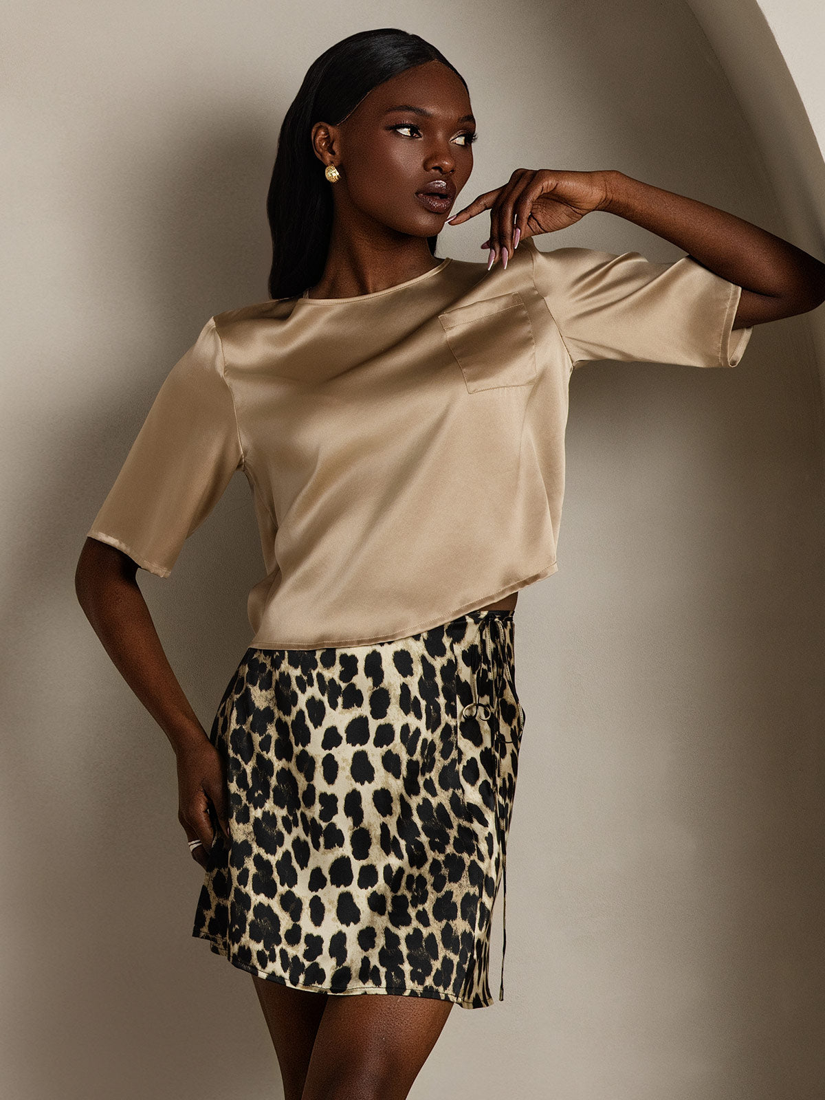 Pure Silk Casual Half Sleeve Women's Blouse T-Shirt