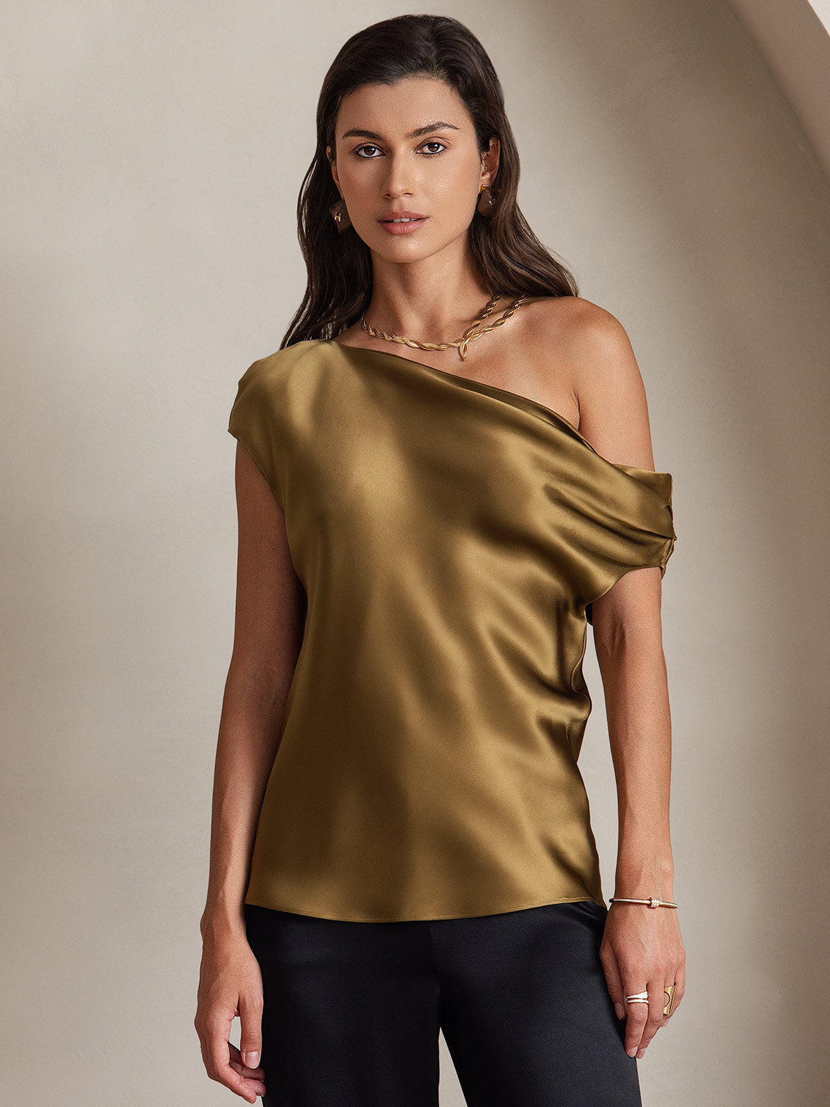 19Momme Silk Chic One-Shoulder Blouse