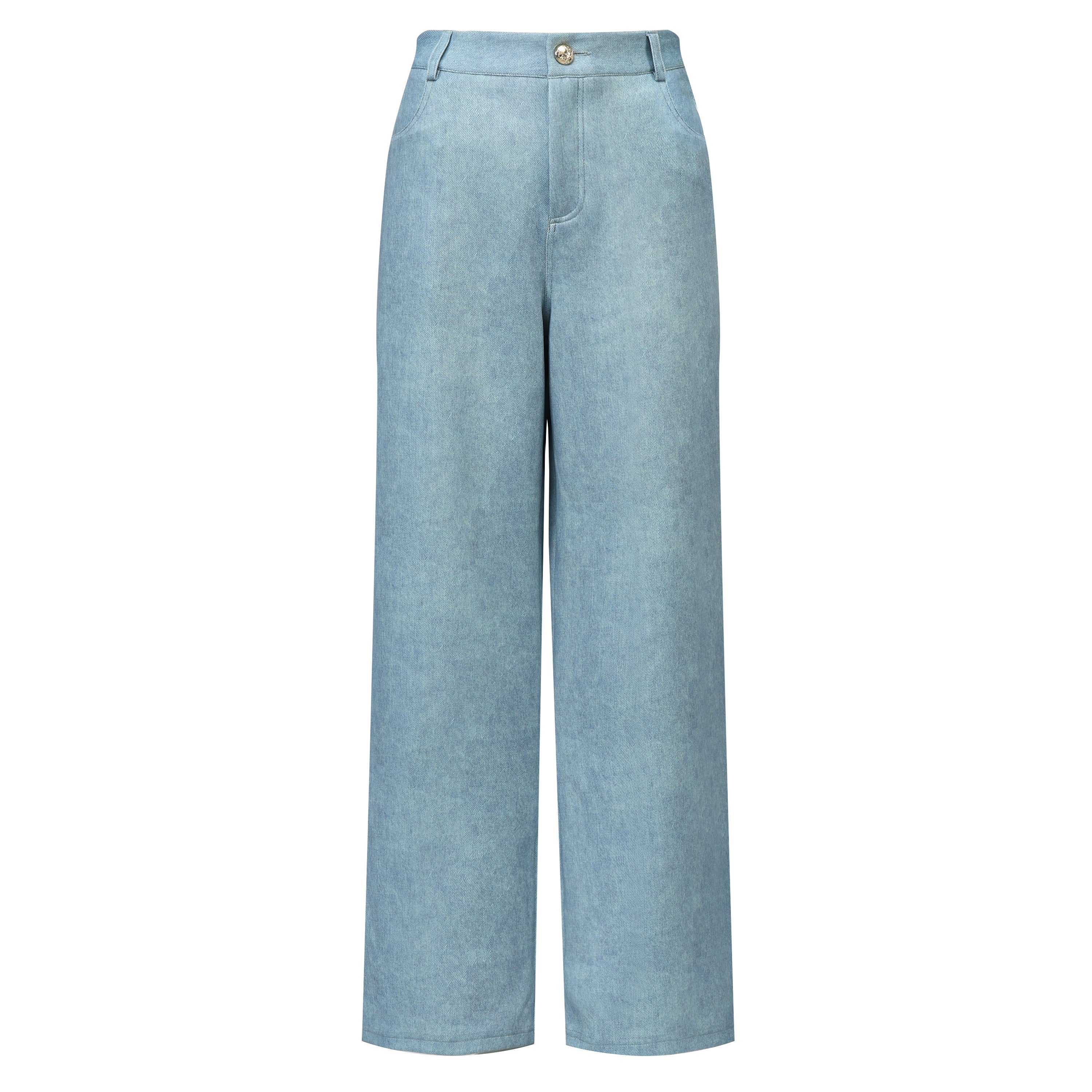 High-Waisted Light Wash Wide-Leg Denim Pants